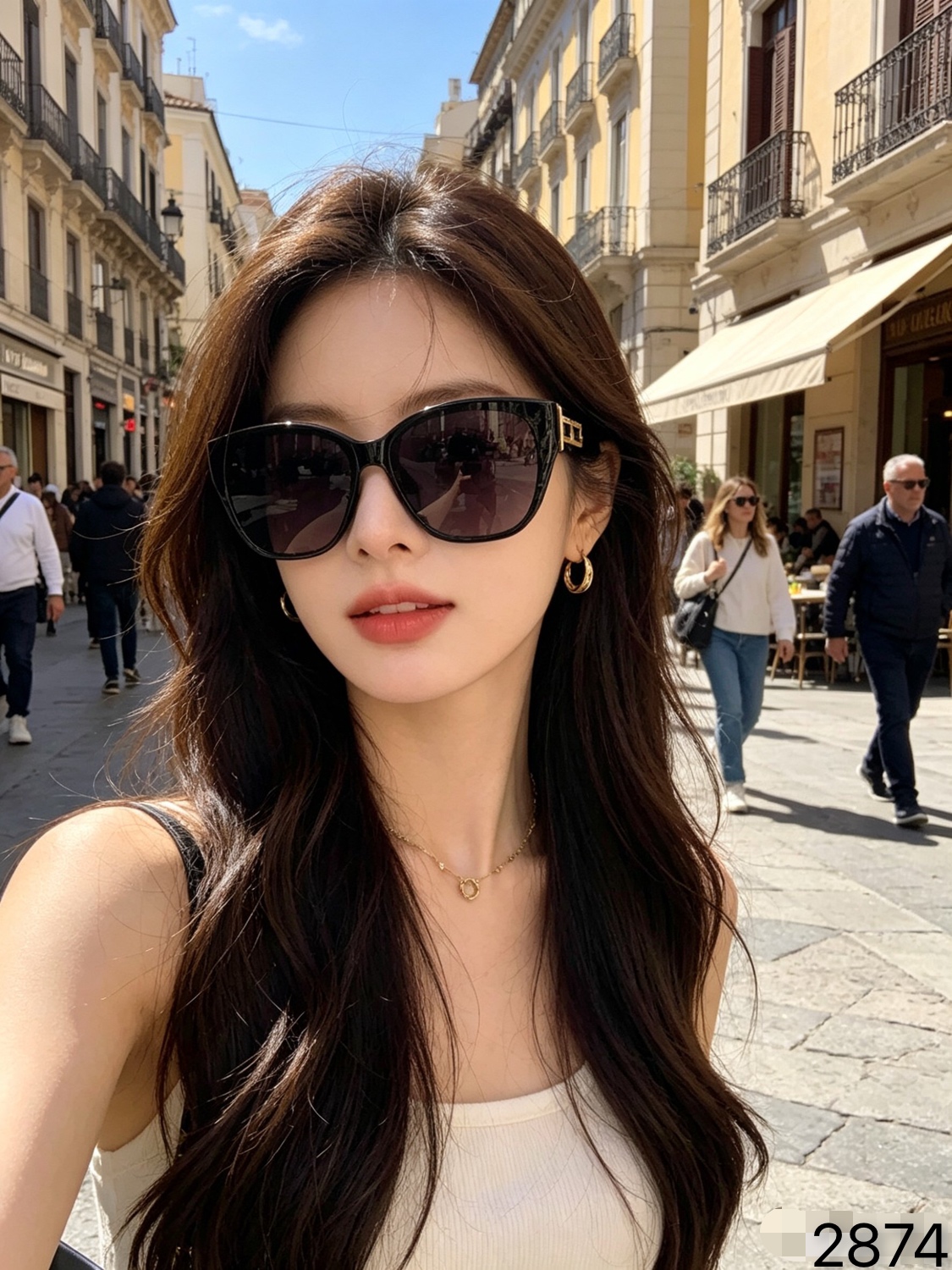 。LOUISVUITTO*新款高级感椭圆框太阳镜女时尚防晒百搭显脸小防紫外线墨镜UV400
