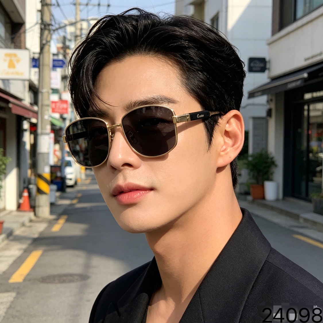 。Cartie*新款金属时尚墨镜潮流款遮阳镜男出行街拍太阳镜椭圆形个性
