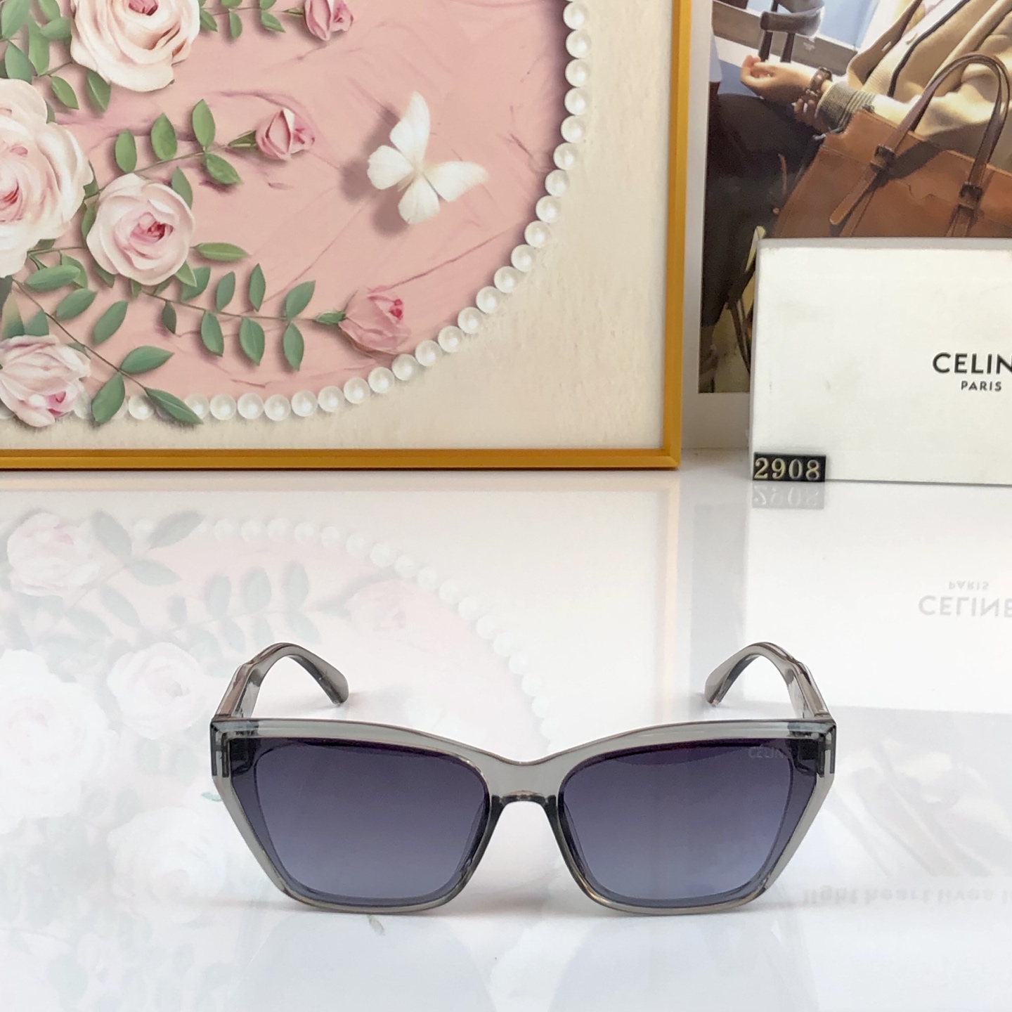 。Celin*网红侧颜装饰太阳镜女高级感显脸小防紫外线墨镜