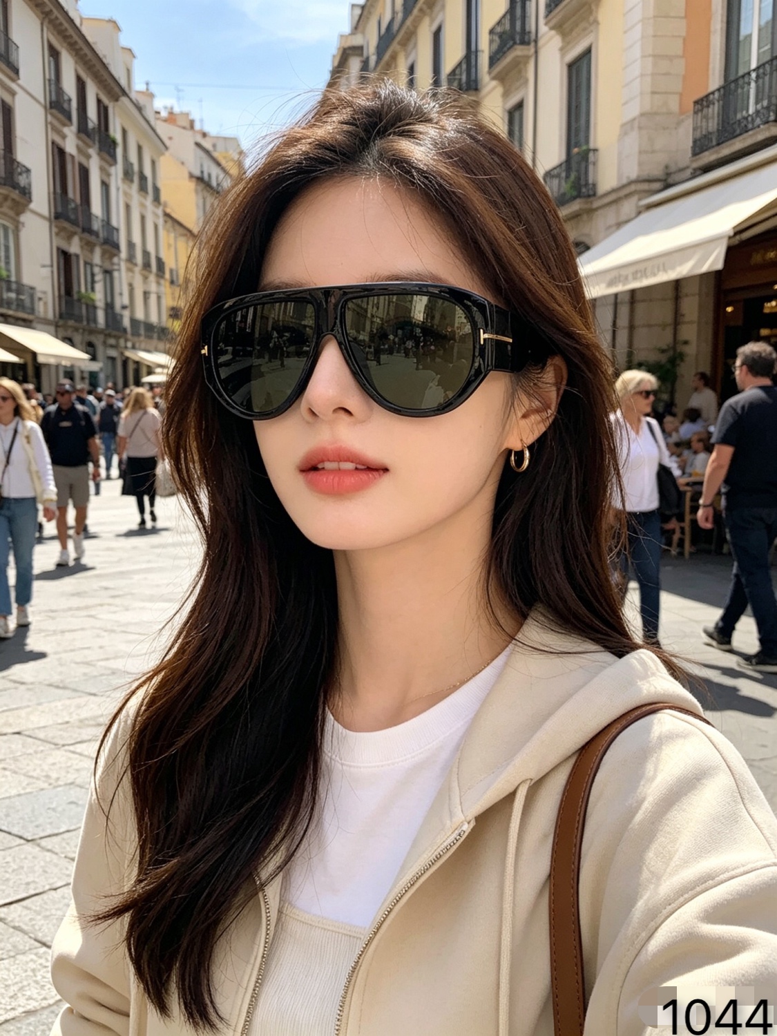 。Tom For*欧美超大框显瘦墨镜女ins高级感T字方圆脸太阳眼镜新款蛤蟆镜潮男