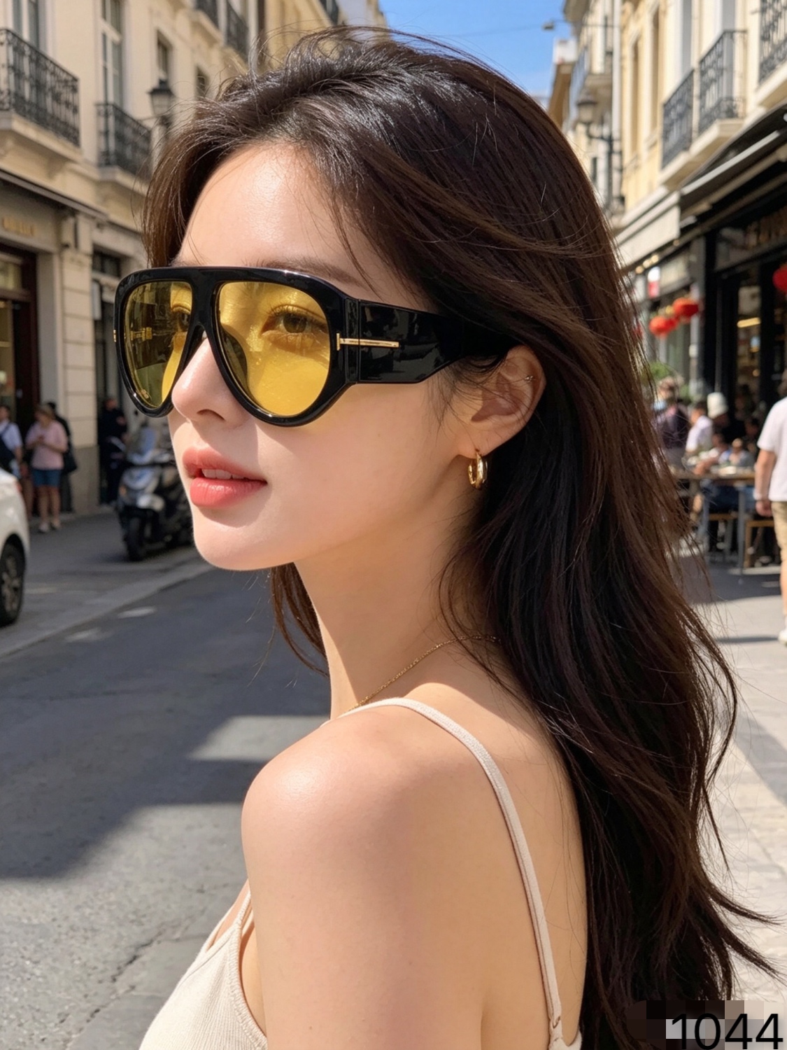 。Tom For*欧美超大框显瘦墨镜女ins高级感T字方圆脸太阳眼镜新款蛤蟆镜潮男