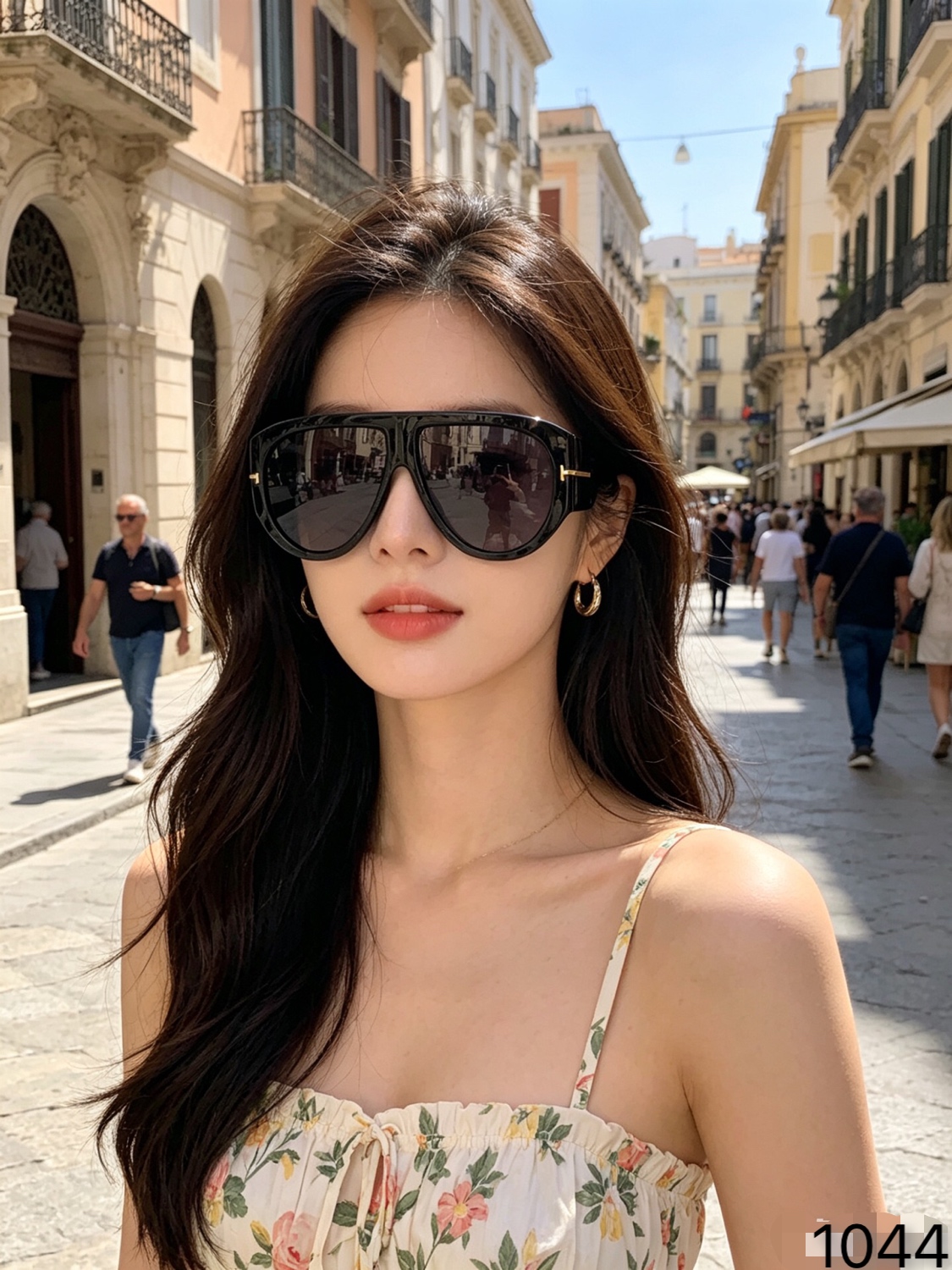 。Tom For*欧美超大框显瘦墨镜女ins高级感T字方圆脸太阳眼镜新款蛤蟆镜潮男