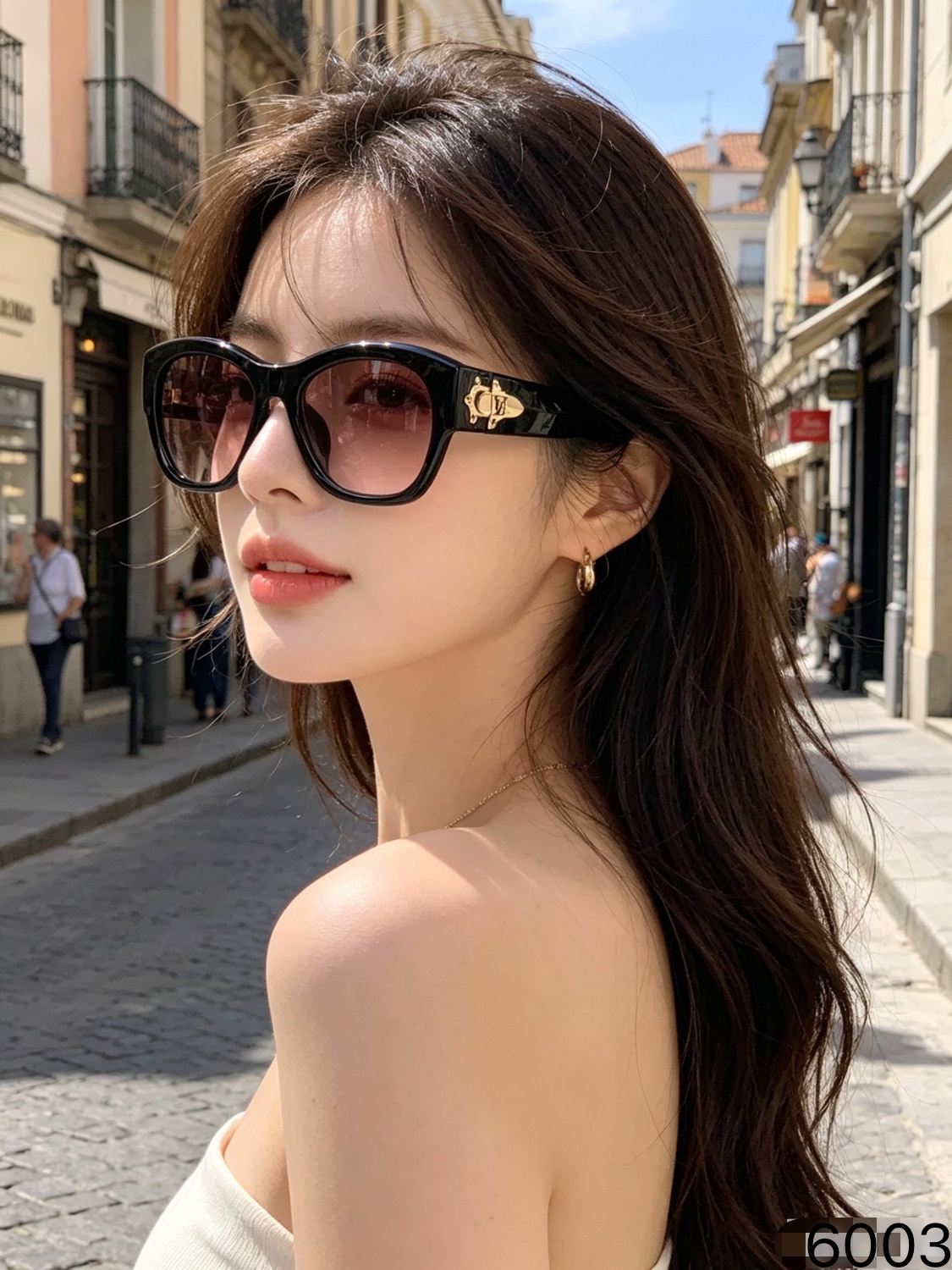 。LOUISVUITTO*新款欧美复古方框墨镜男潮流时尚高级感凹造型个性粗框太阳眼镜女