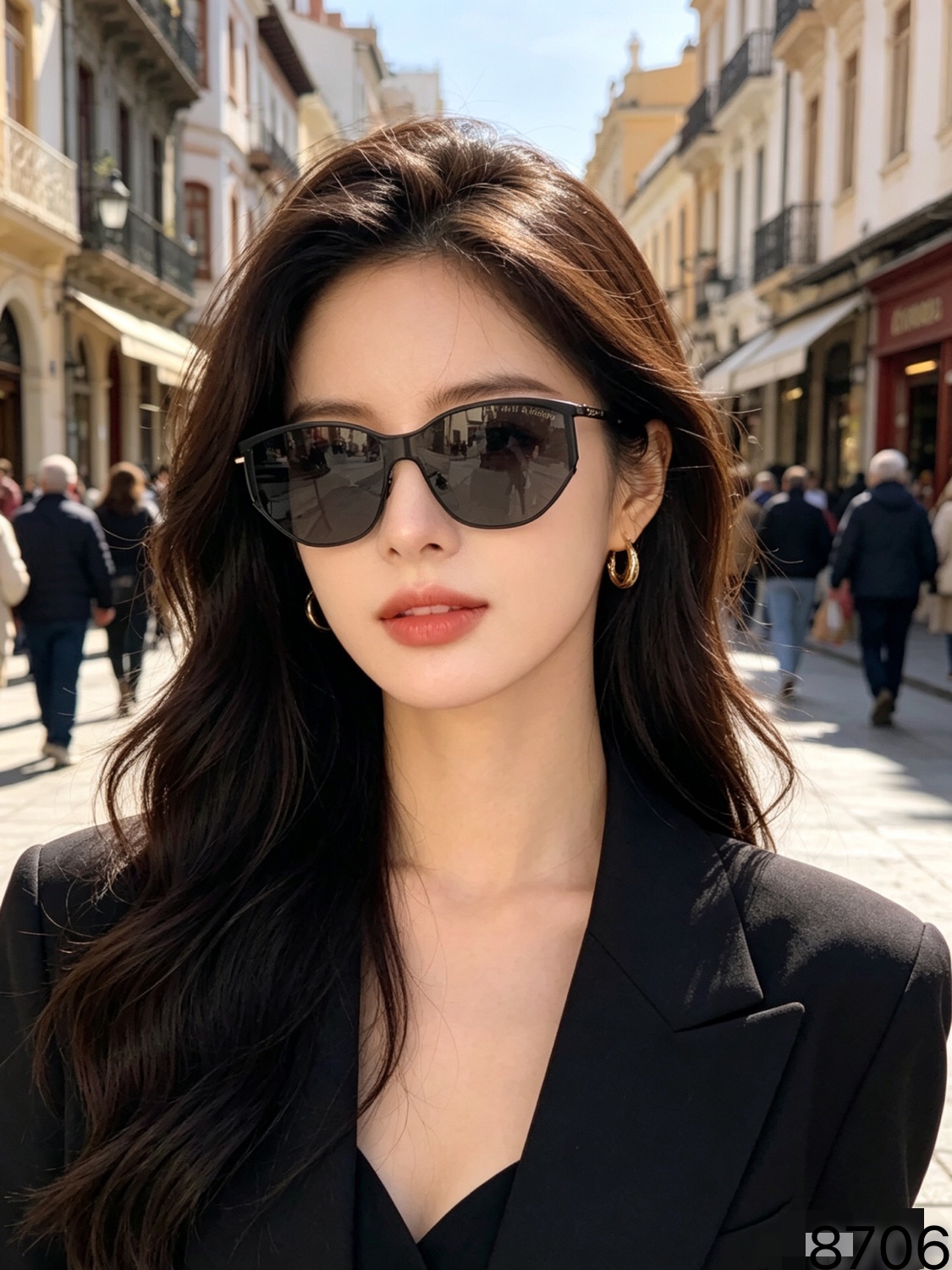 。Ysl太阳眼镜街拍时尚大框显瘦潮防晒旅行登山镜驾驶开车百搭欧美墨镜