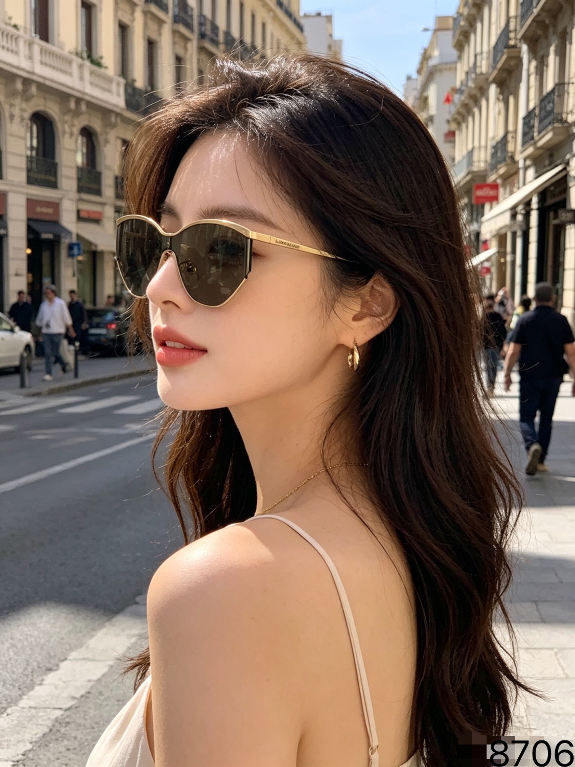 。Ysl太阳眼镜街拍时尚大框显瘦潮防晒旅行登山镜驾驶开车百搭欧美墨镜