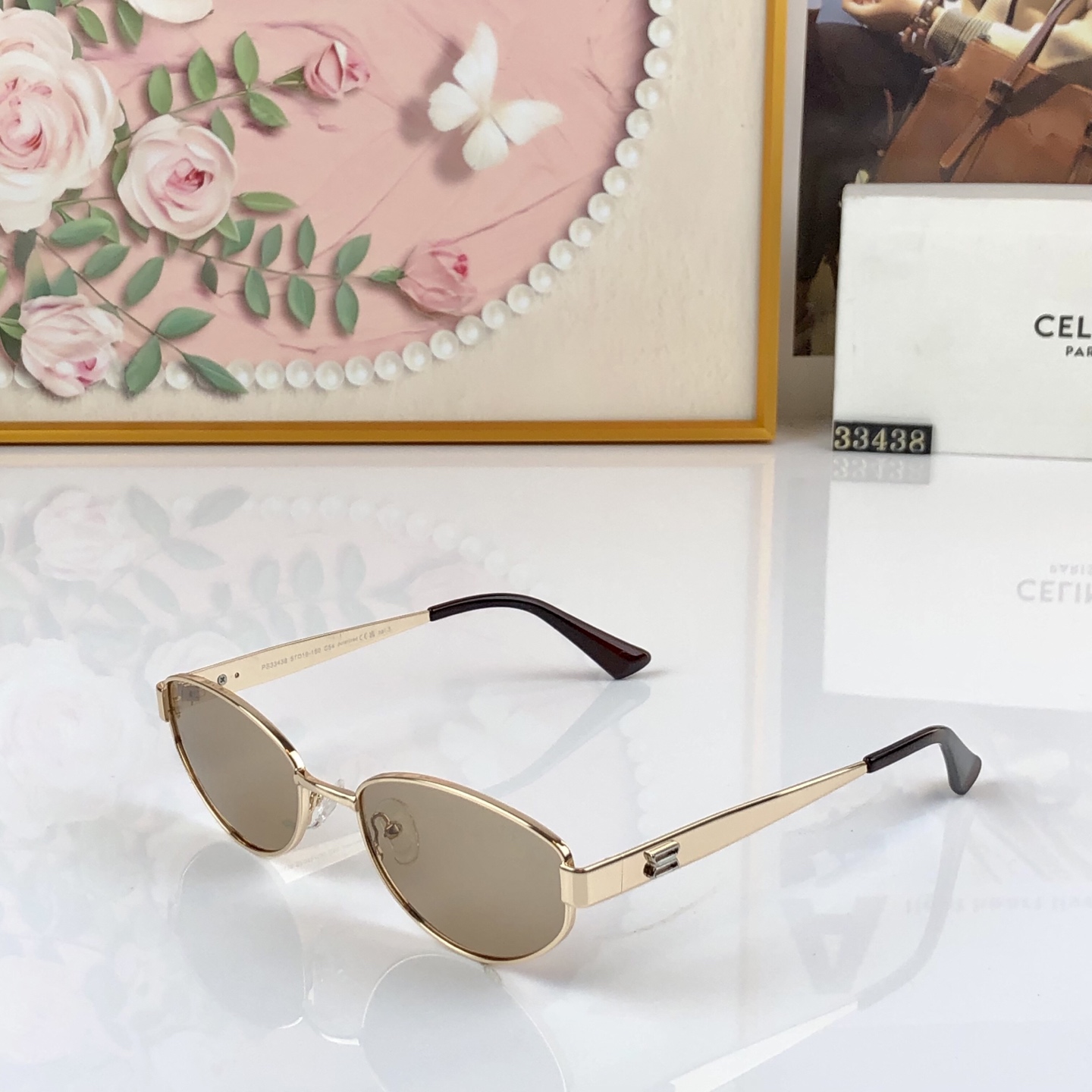 。Celin*欧美复古金属框椭圆形墨镜女老钱风高级感时髦出街凹造型太阳镜潮