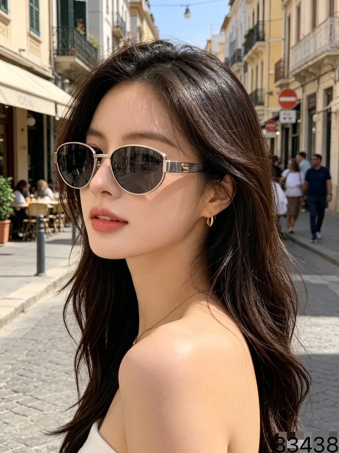 。Celin*欧美复古金属框椭圆形墨镜女老钱风高级感时髦出街凹造型太阳镜潮