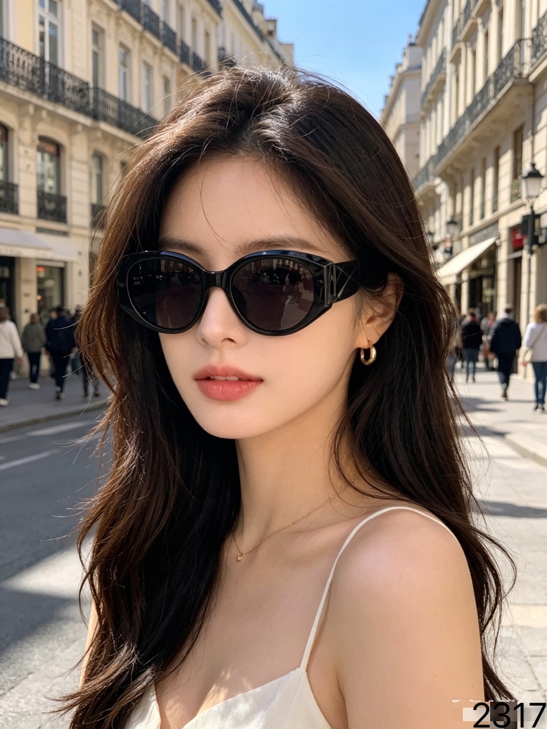 。Chane*欧美复古金属框椭圆形墨镜高级感时髦出街凹造型太阳镜潮