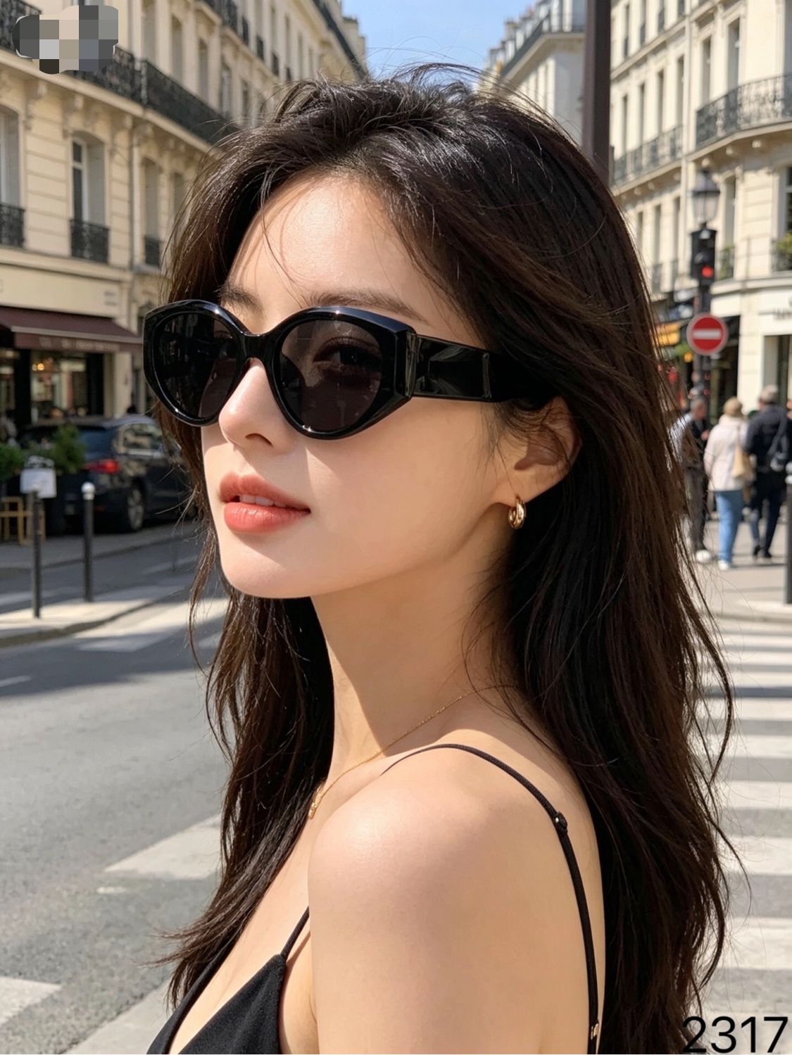 。Chane*欧美复古金属框椭圆形墨镜高级感时髦出街凹造型太阳镜潮
