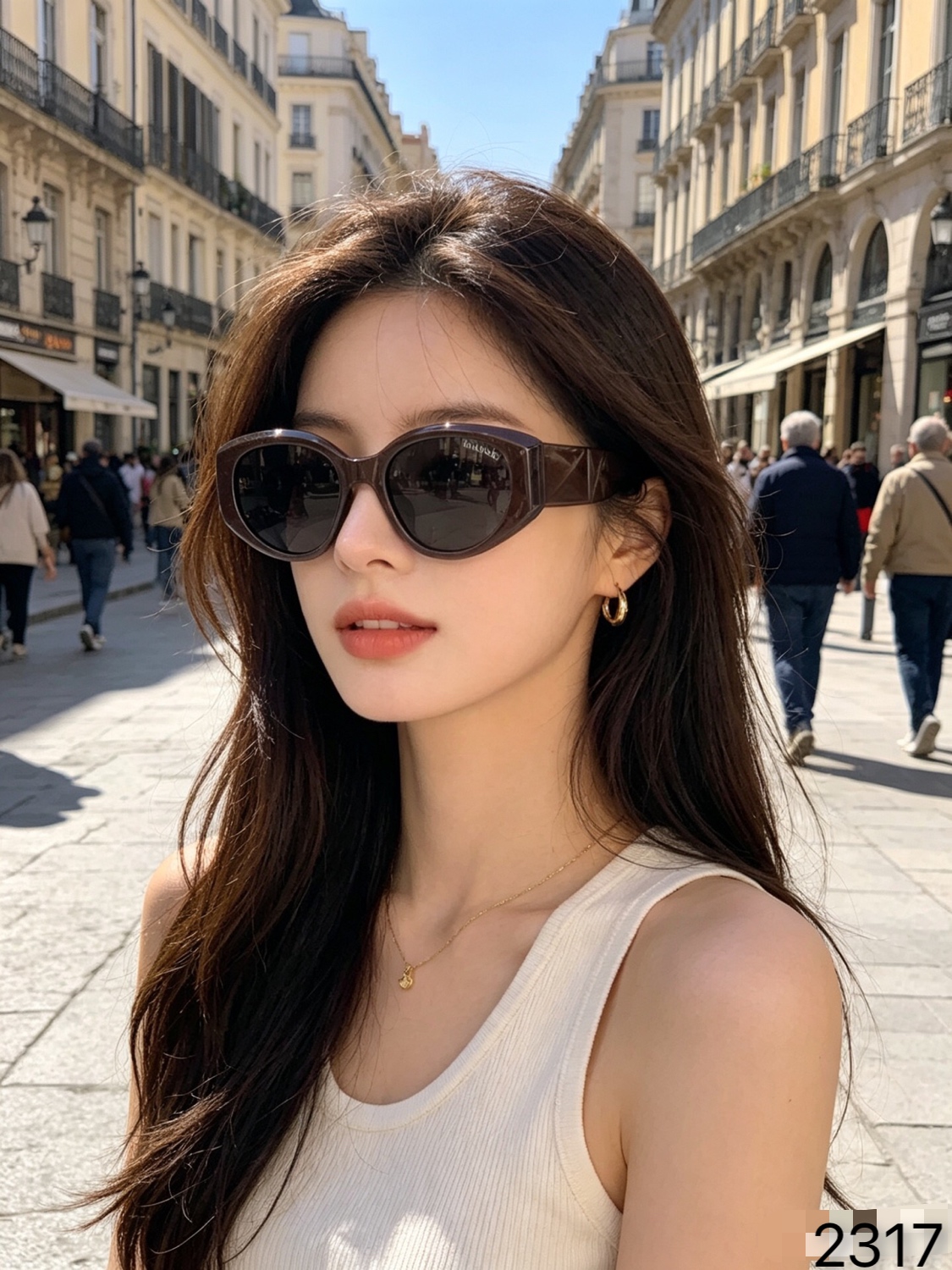 。Chane*欧美复古金属框椭圆形墨镜女老钱风高级感时髦出街凹造型太阳镜潮
