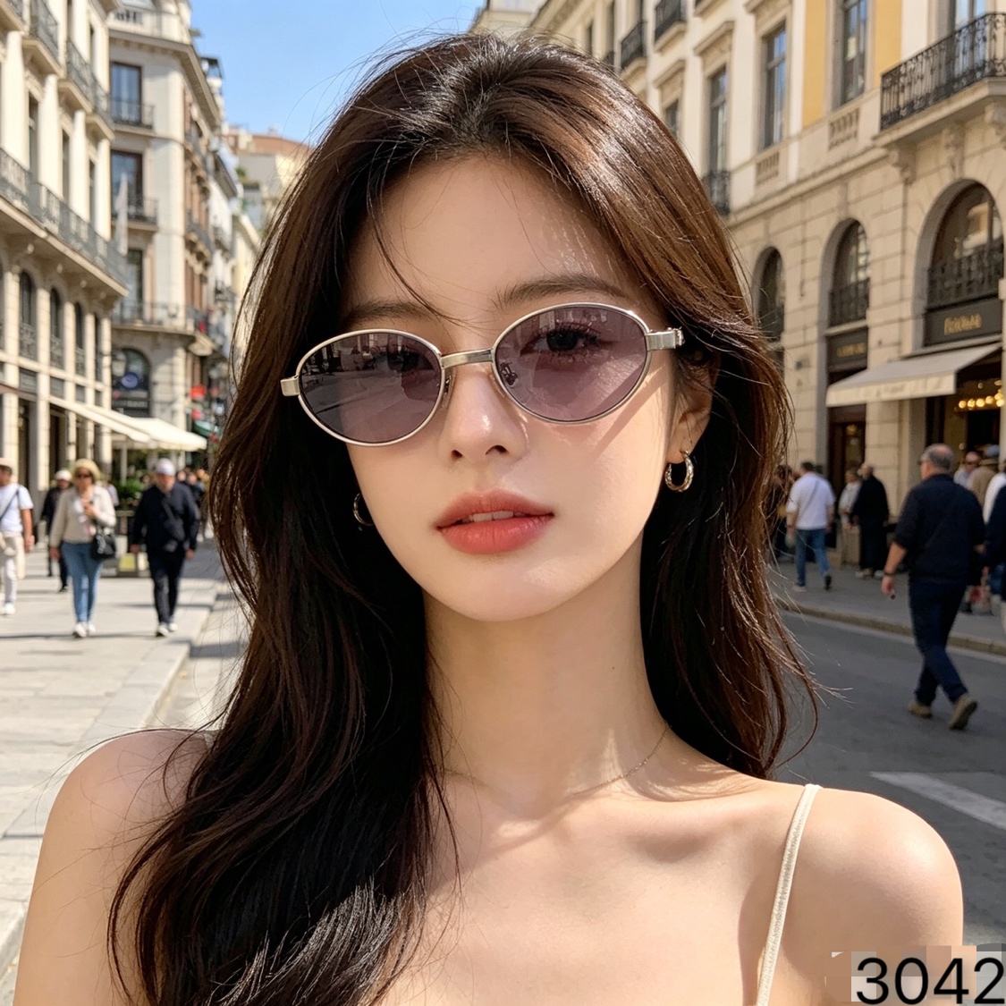 🔥🔥Botteg*2026年夏季复古太阳镜金属椭圆太阳眼镜女防紫外线高级感墨镜