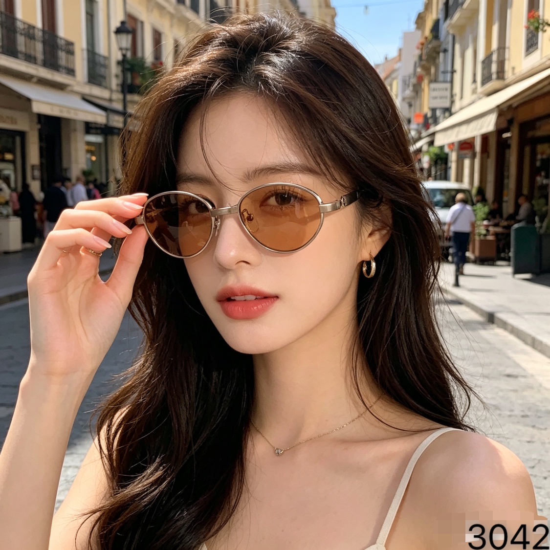 🔥🔥Botteg*2026年夏季复古太阳镜金属椭圆太阳眼镜女防紫外线高级感墨镜