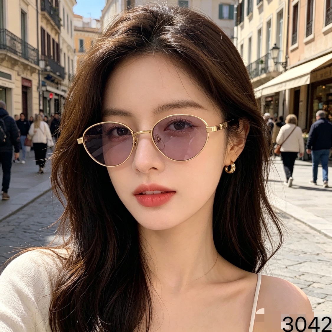 🔥🔥Botteg*2026年夏季复古太阳镜金属椭圆太阳眼镜女防紫外线高级感墨镜