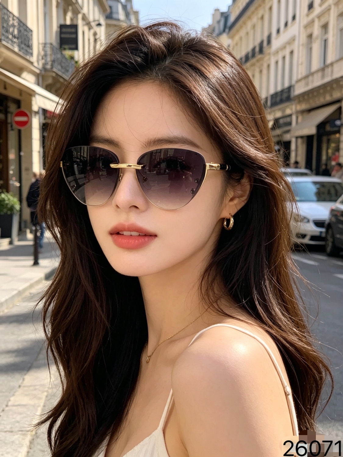 🔥🔥celin*高级感无框墨镜女款防紫外线遮阳椭圆框太阳镜时尚穿搭
