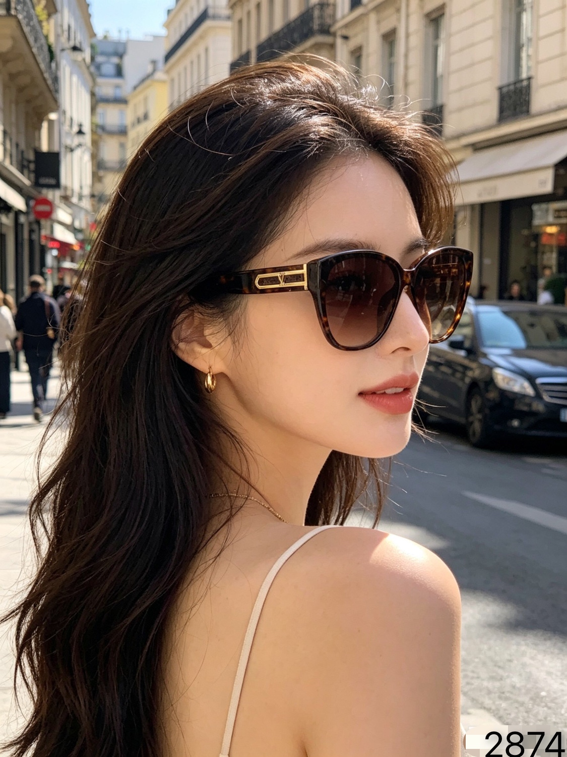 🔥🔥LOUISVUITTO*新款高级感椭圆框太阳镜女时尚防晒百搭显脸小防紫外线墨镜