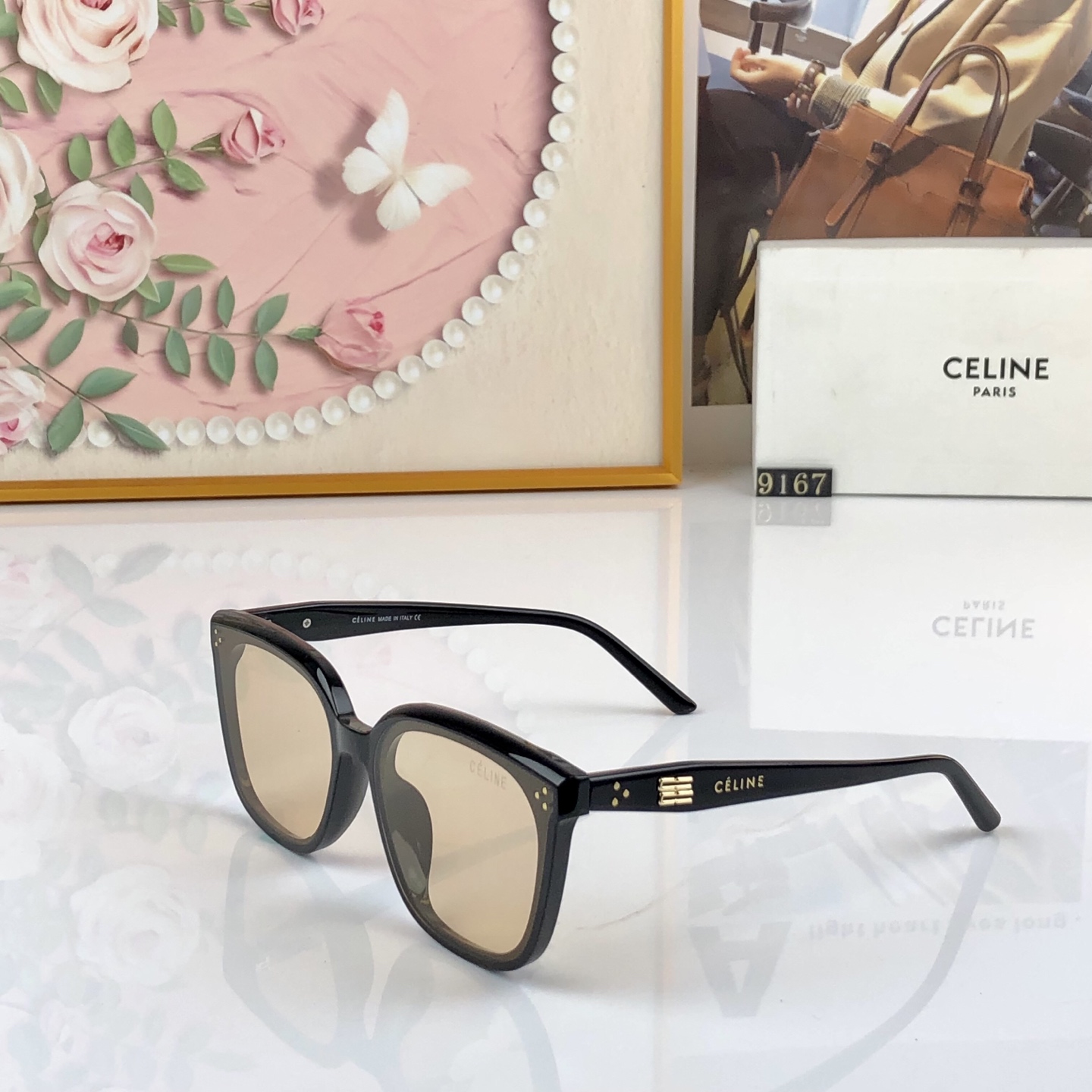 🔥🔥Celin*韩版大框墨镜女铆钉高级感大脸显瘦超韧板材防紫外线太阳镜