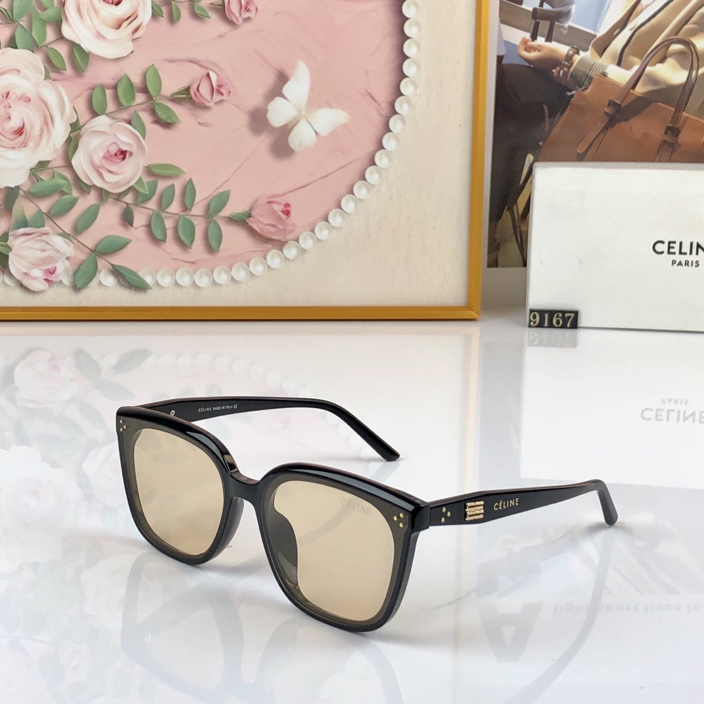 🔥🔥Celin*韩版大框墨镜女铆钉高级感大脸显瘦超韧板材防紫外线太阳镜