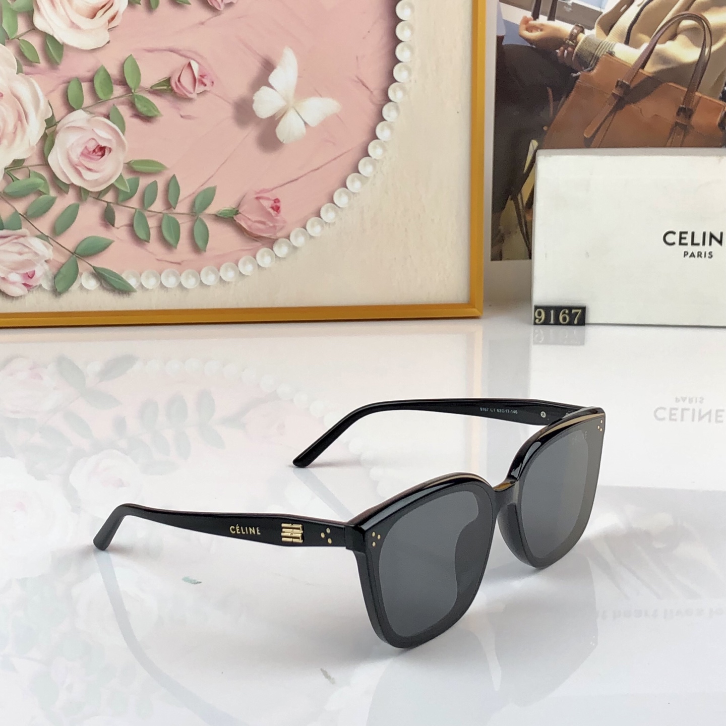 🔥🔥Celin*韩版大框墨镜女铆钉高级感大脸显瘦超韧板材防紫外线太阳镜