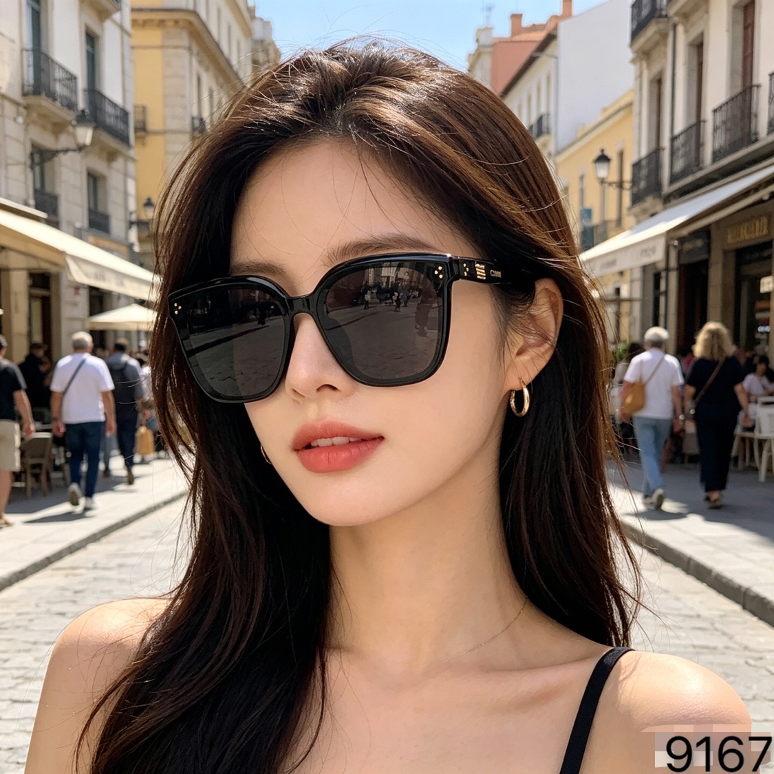 🔥🔥Celin*韩版大框墨镜女铆钉高级感大脸显瘦超韧板材防紫外线太阳镜