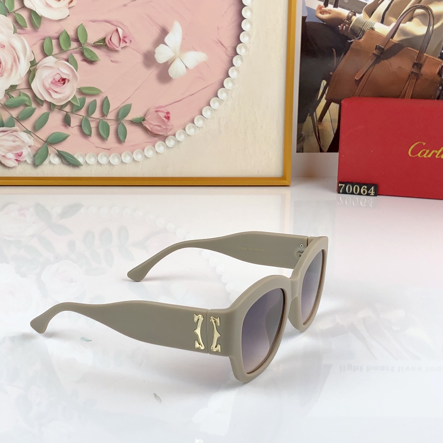 🔥🔥Cartie*时尚高级感猫眼潮墨镜女宽腿方圆脸防紫外线太阳镜复古显白