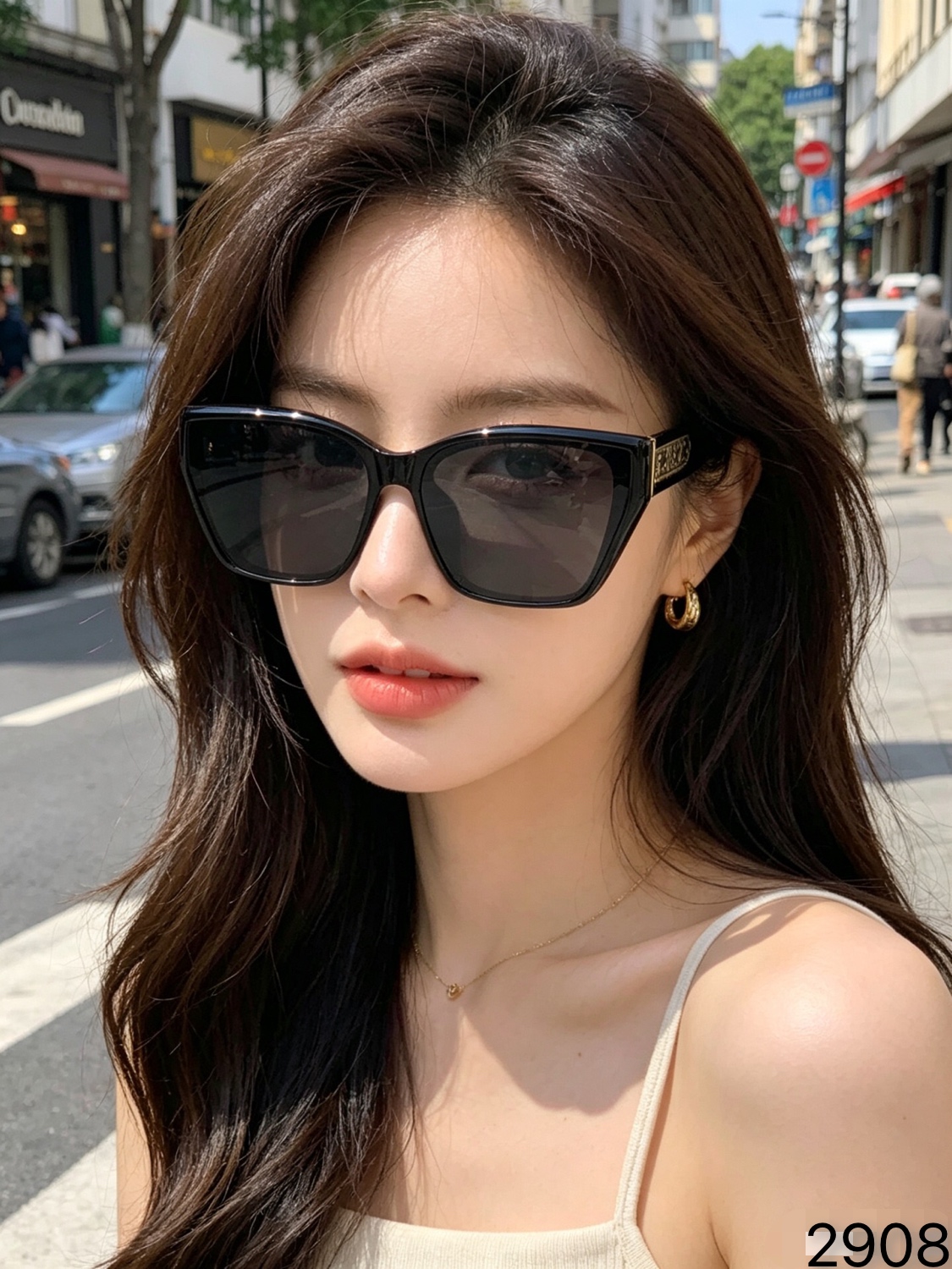 🔥🔥Celin*欧美高级感太阳眼镜网红同款时尚方框太阳镜新款女潮轻奢墨镜