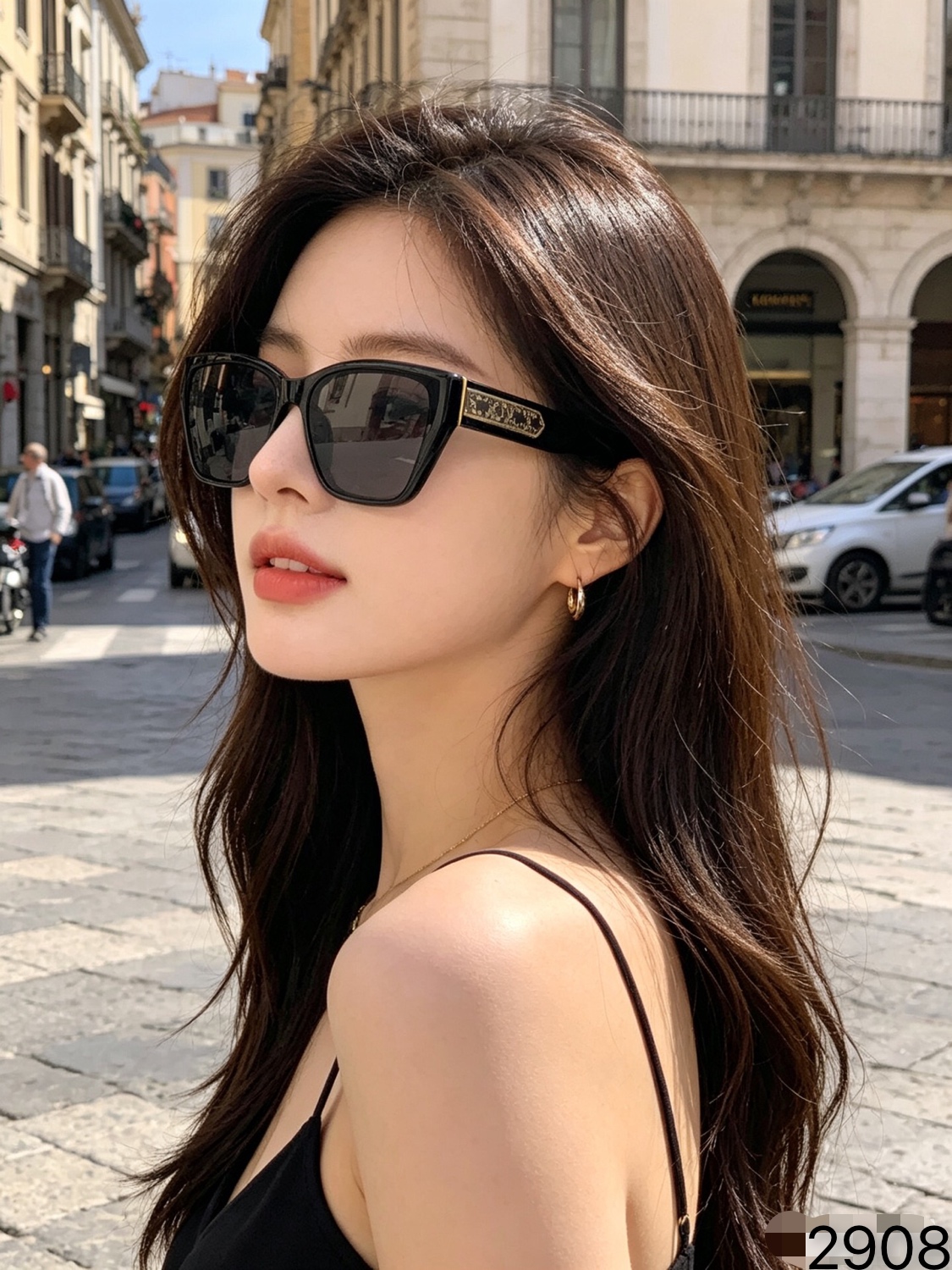 🔥🔥Celin*欧美高级感太阳眼镜网红同款时尚方框太阳镜新款女潮轻奢墨镜