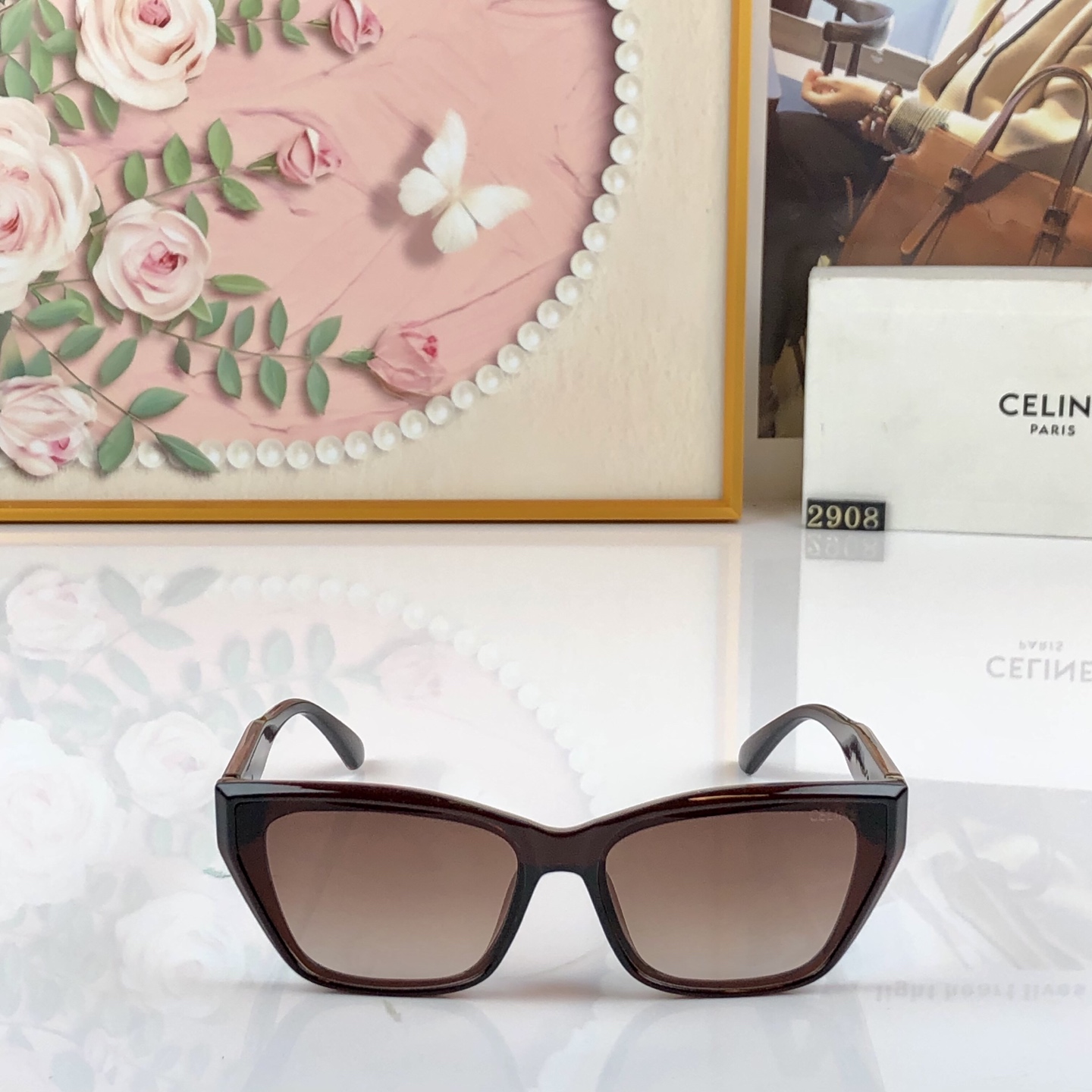 🔥🔥Celin*欧美高级感太阳眼镜网红同款时尚方框太阳镜新款女潮轻奢墨镜