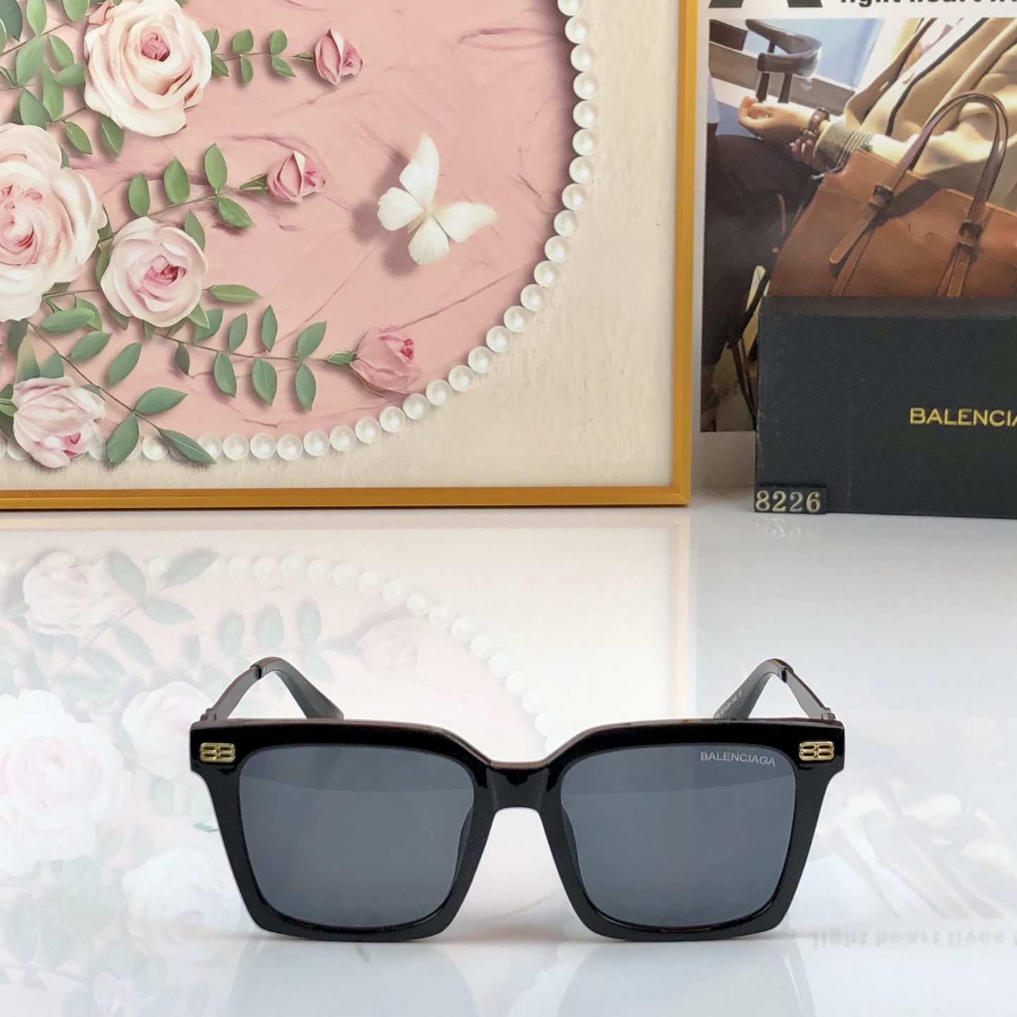 🔥🔥Balenciag*大框墨镜女高级感新款轻奢太阳眼镜潮流防紫外线太阳镜凹造型