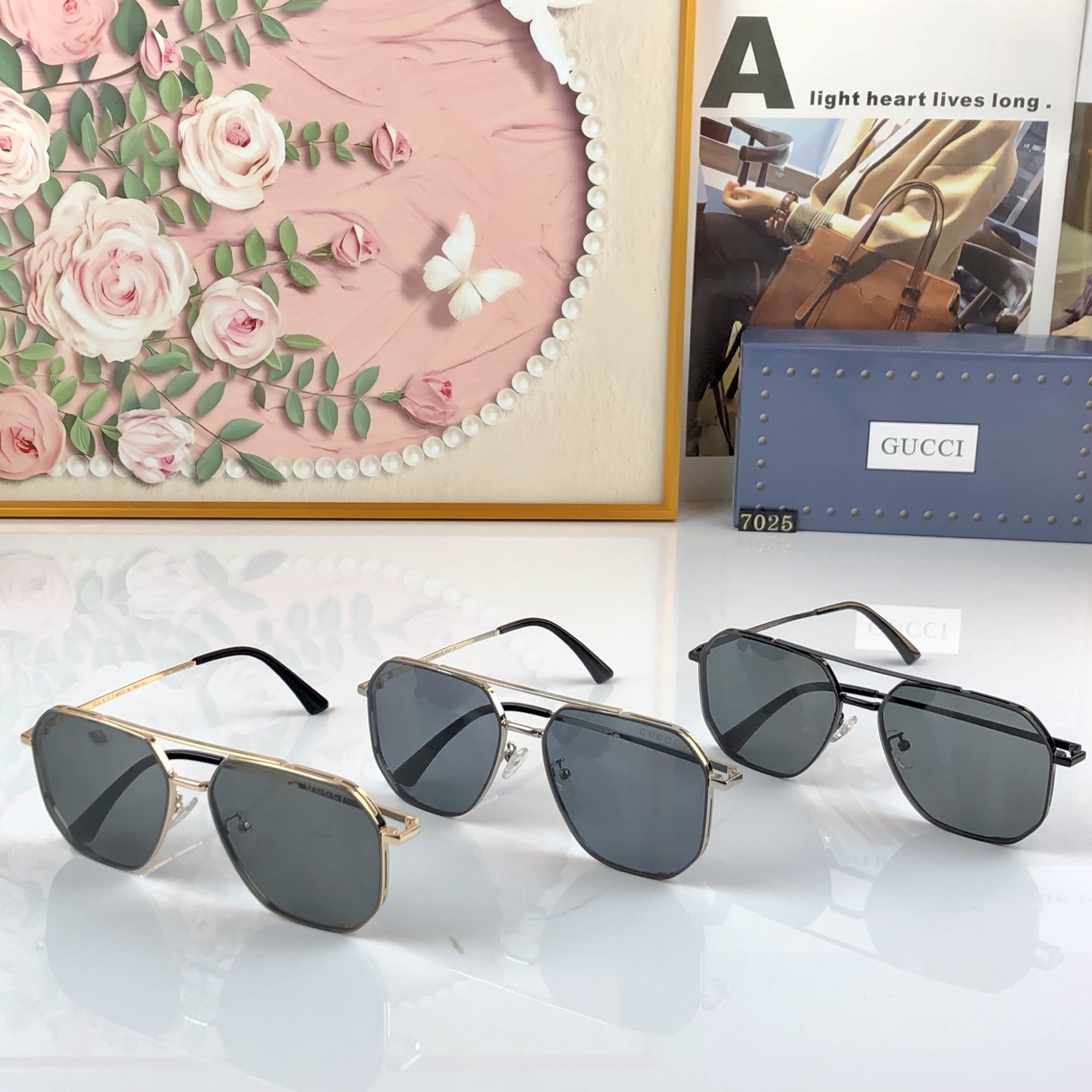 🔥🔥Gucc*2026新款墨镜女大脸显瘦ins潮复古防紫外线强光太阳眼镜男网红款