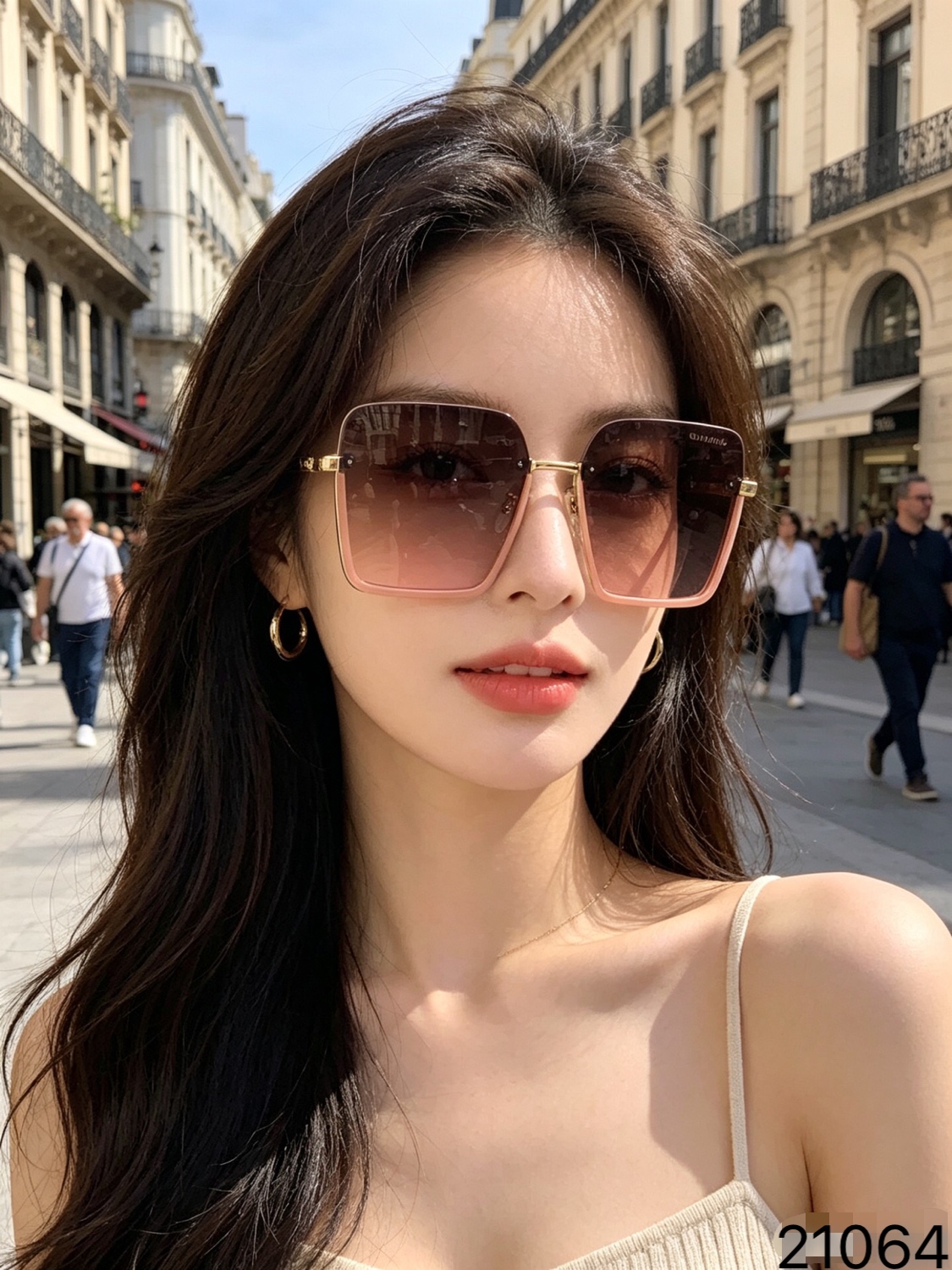 🔥🔥Chane*2026高级感女款半框防晒墨镜方形显脸瘦防紫外线个性太阳镜潮