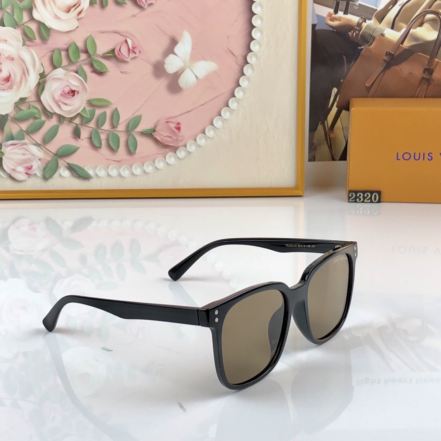🔥🔥Louis vuitto*夏季新款开车防晒墨镜潮时髦复古黑框大脸显瘦防紫外线太阳镜
