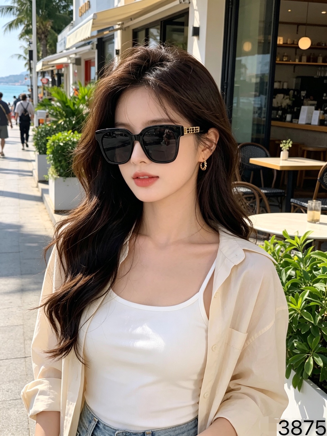 Chane*简约时尚方形太阳镜小红书网红同款太阳眼镜遮阳防晒墨镜个性