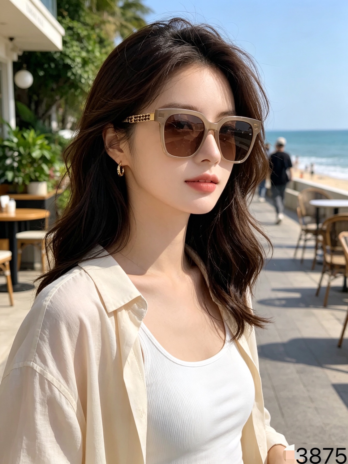 Chane*简约时尚方形太阳镜小红书网红同款太阳眼镜遮阳防晒墨镜个性