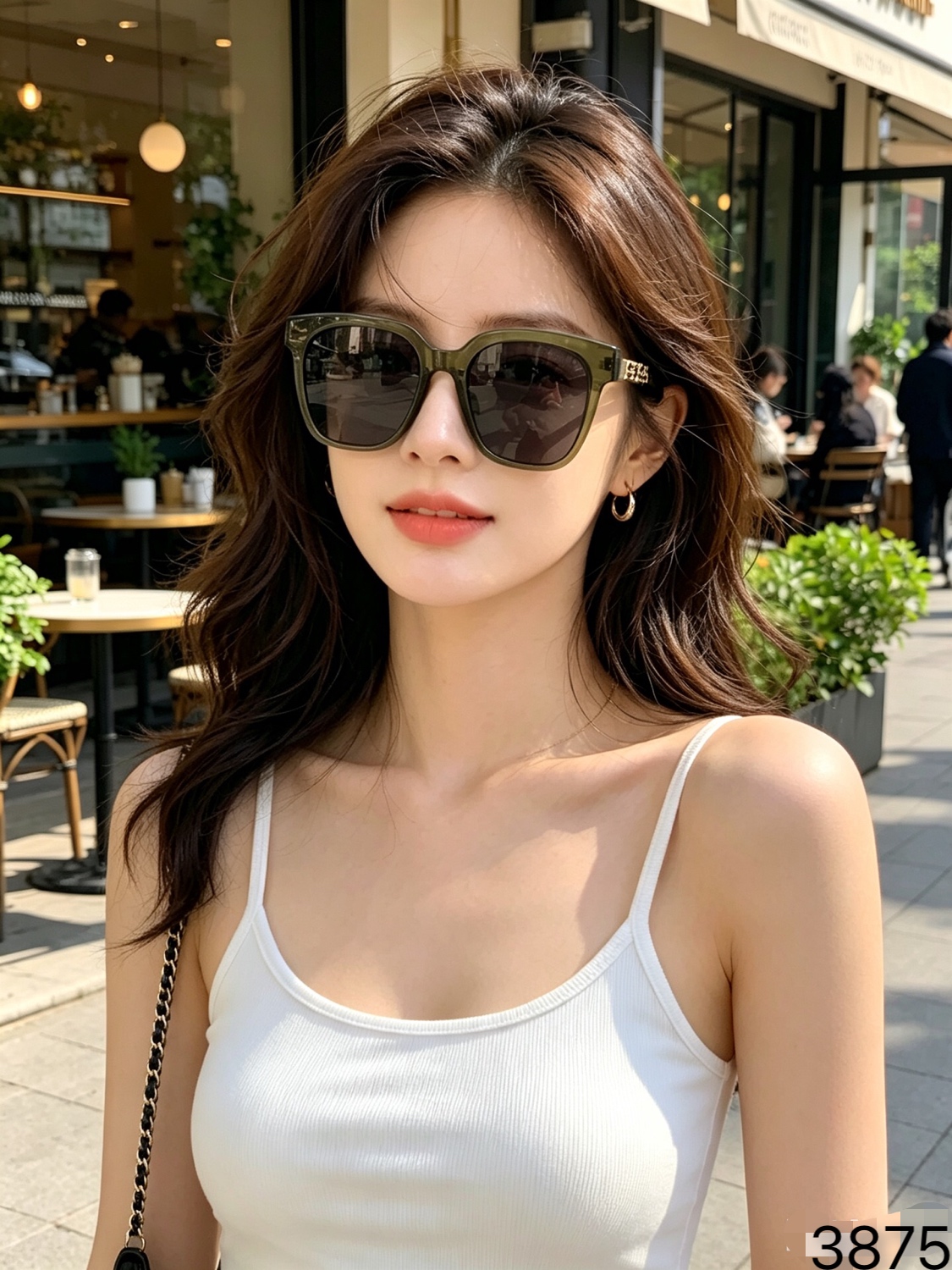 Chane*简约时尚方形太阳镜小红书网红同款太阳眼镜遮阳防晒墨镜个性