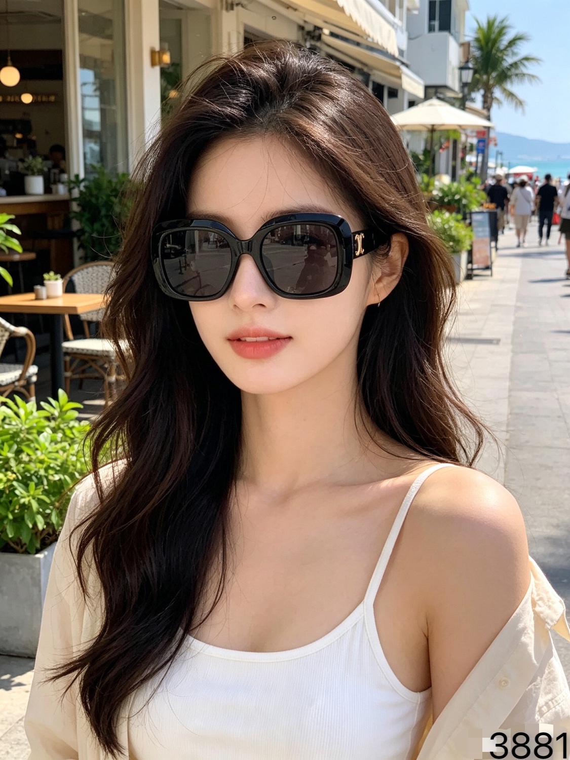 celin*2026海边夏天新款安宥真同款墨镜女高级感方框大脸显瘦款防紫外线
