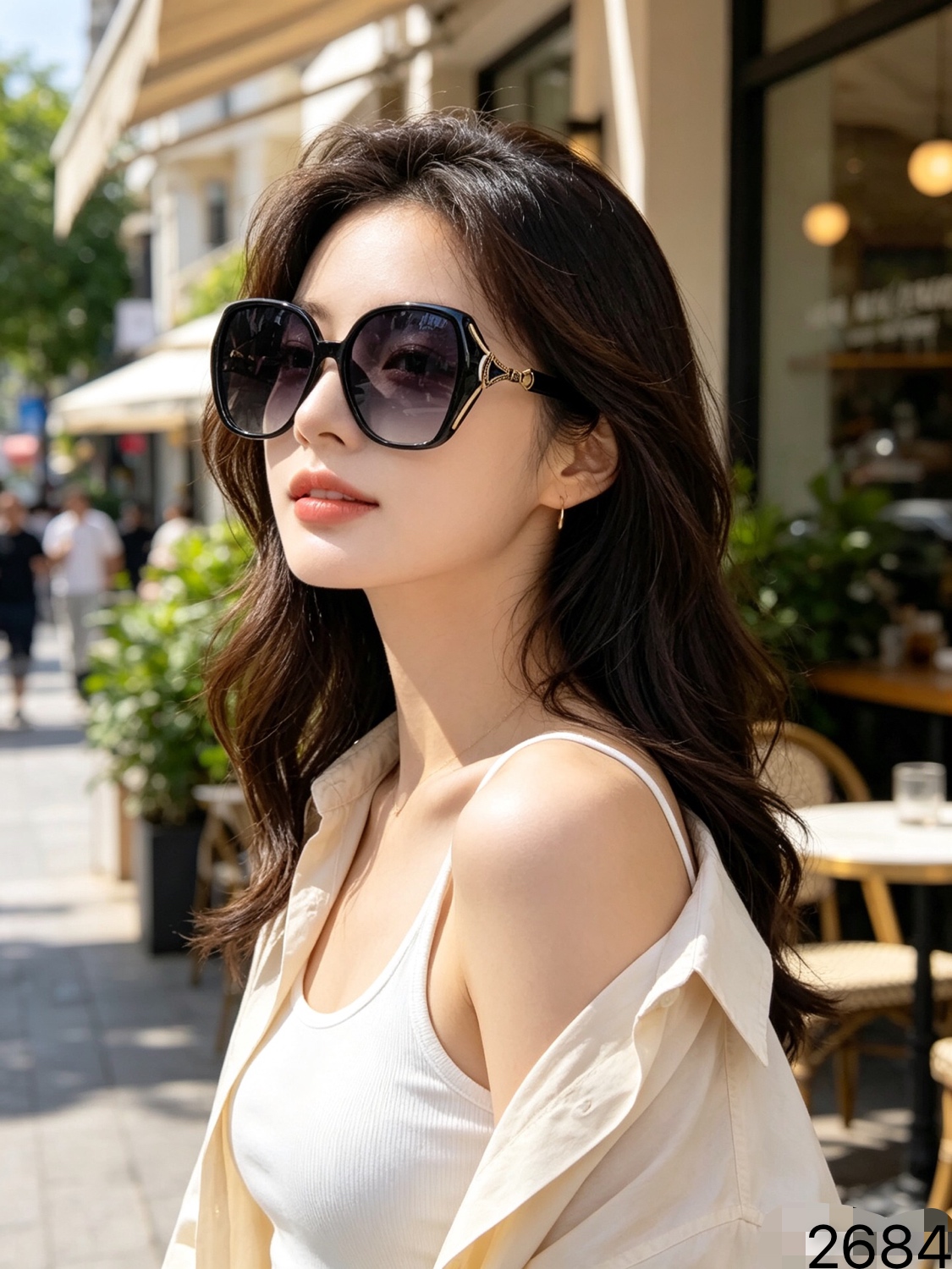 Chane*新款大框眼镜素颜个性时尚显瘦防晒太阳镜防紫外线墨镜潮女太阳镜