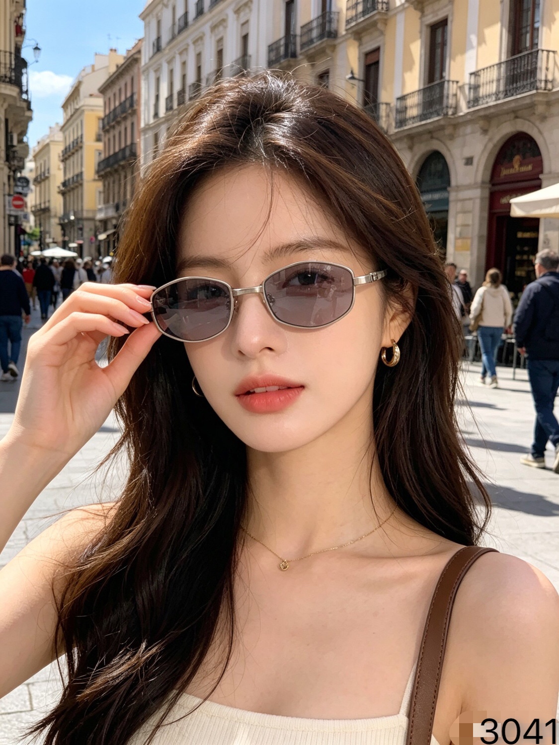 欧美ins网红时尚金属多边墨镜女高级感小框个性镜腿街拍太阳镜潮