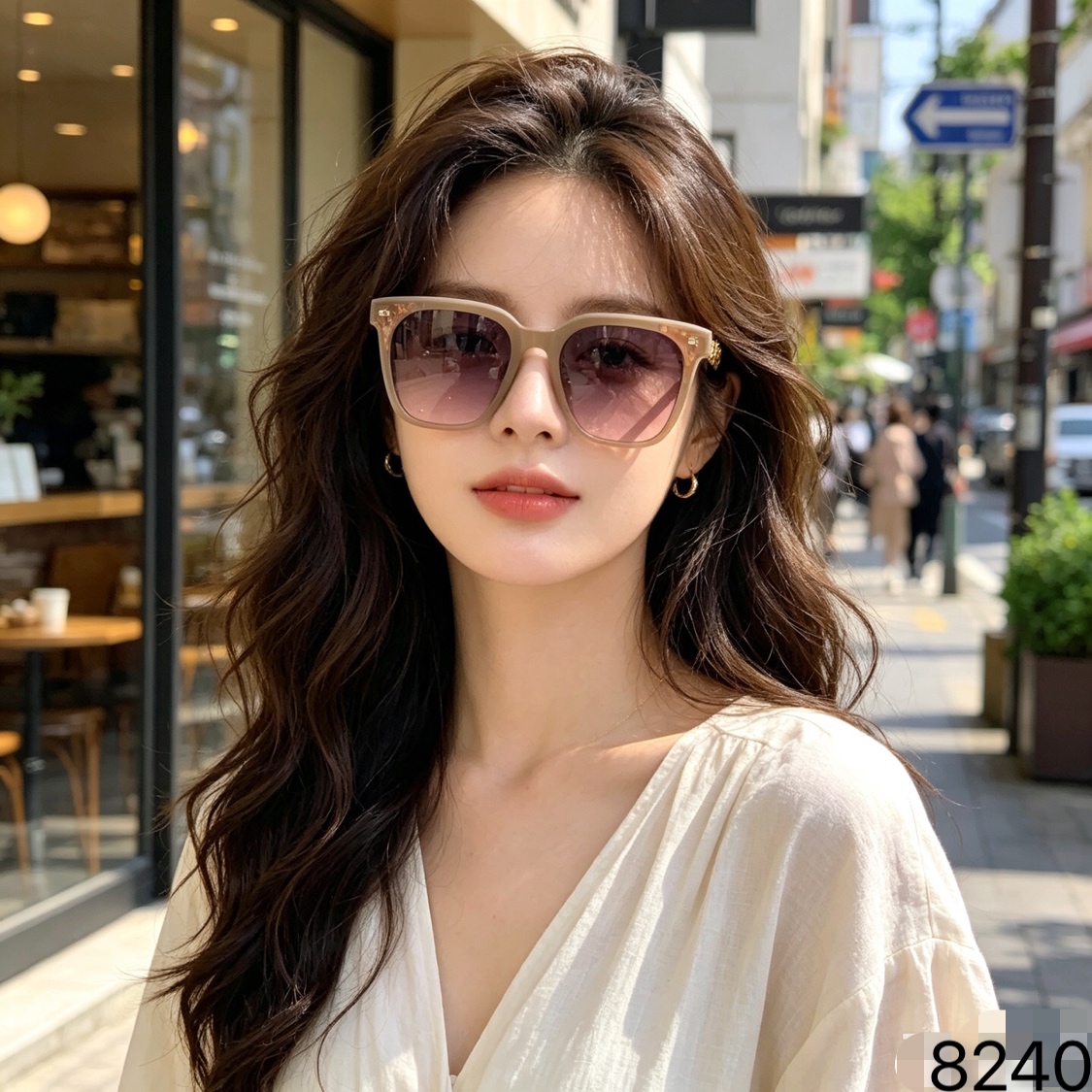 Louis vuitto*新款墨镜女高级感ins网红款防晒太阳镜圆脸显瘦眼镜潮流