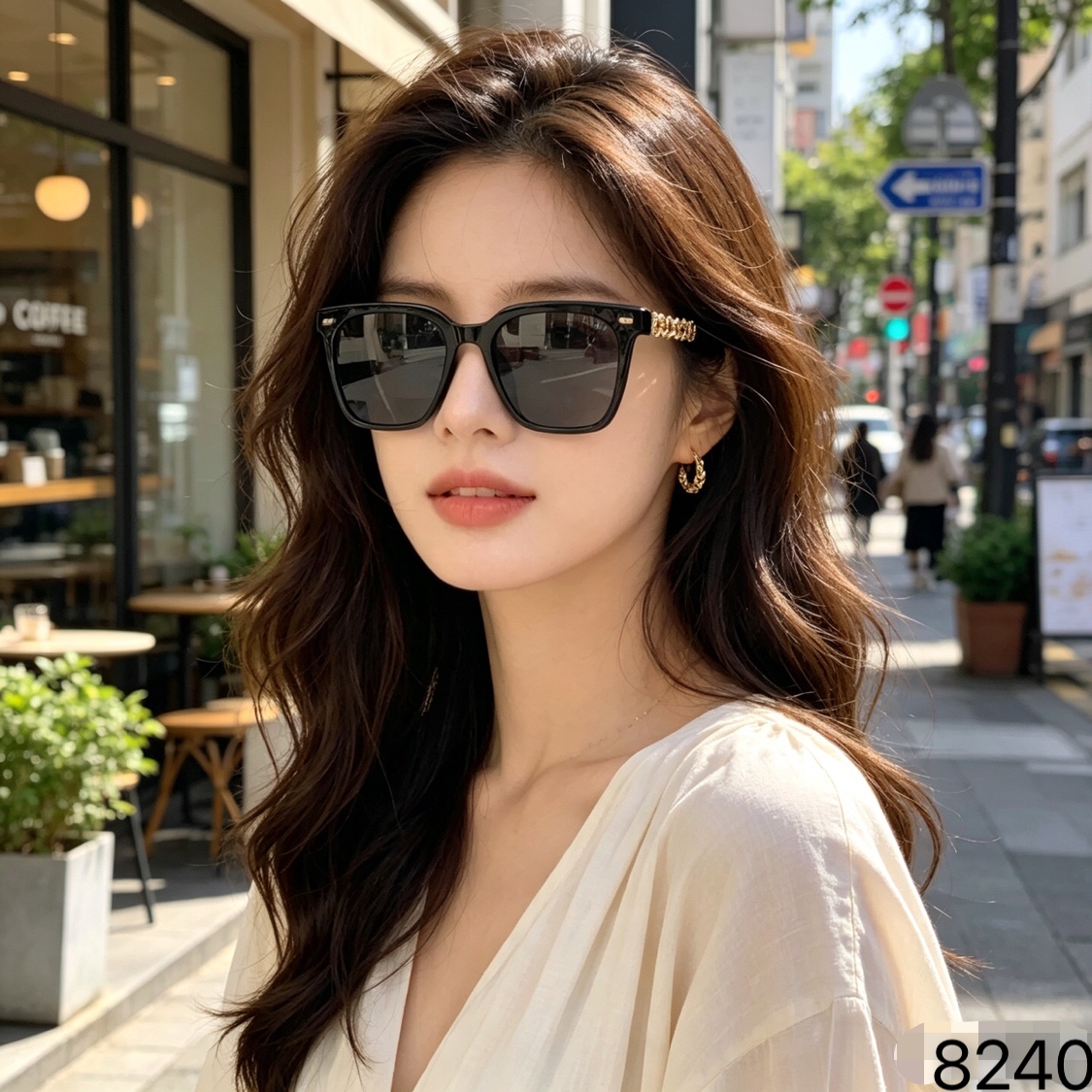 Louis vuitto*新款墨镜女高级感ins网红款防晒太阳镜圆脸显瘦眼镜潮流