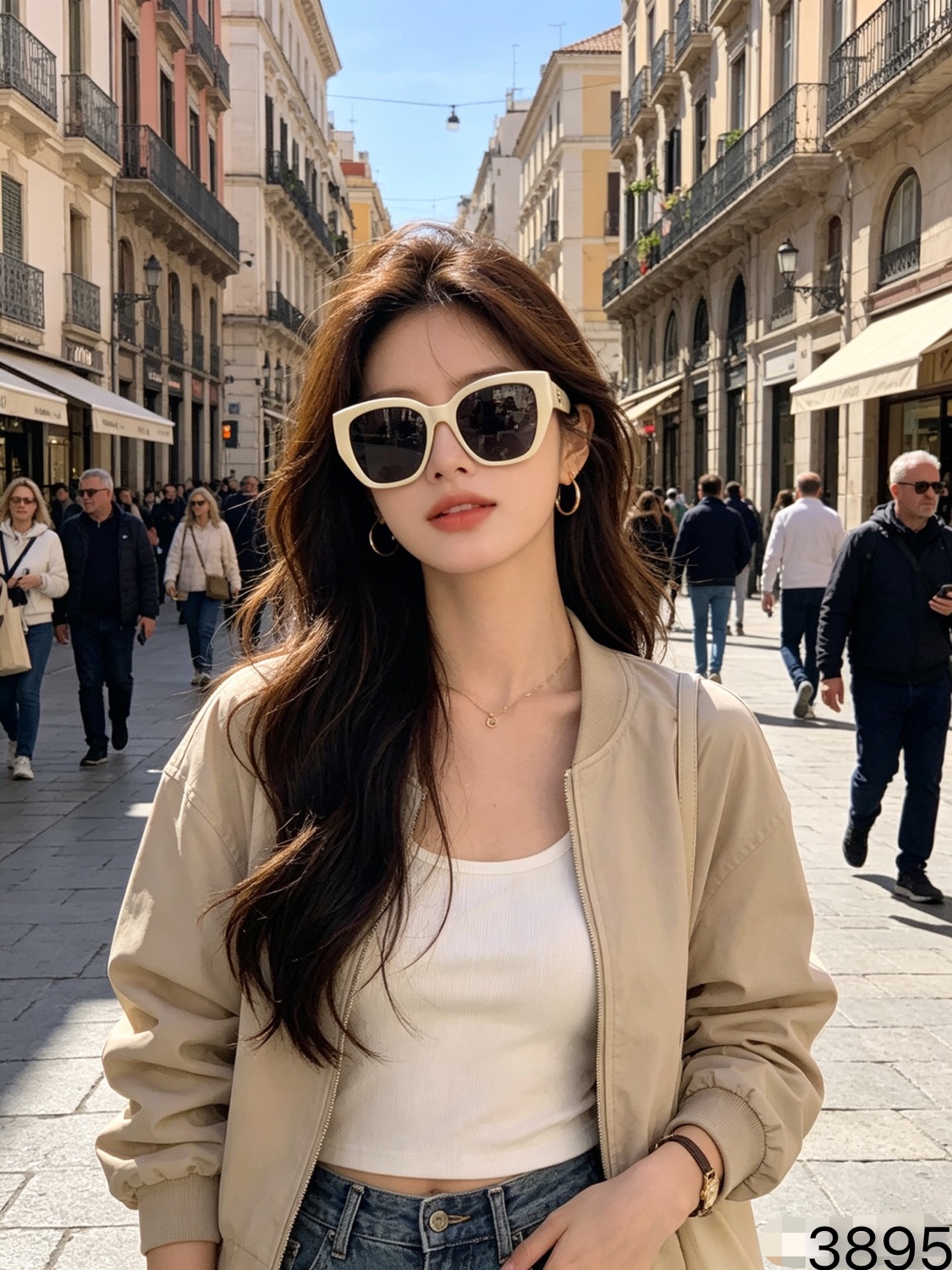 CHANE*新版潮酷墨镜女高级感方框圆脸显脸小夏季旅游街拍防晒太阳镜