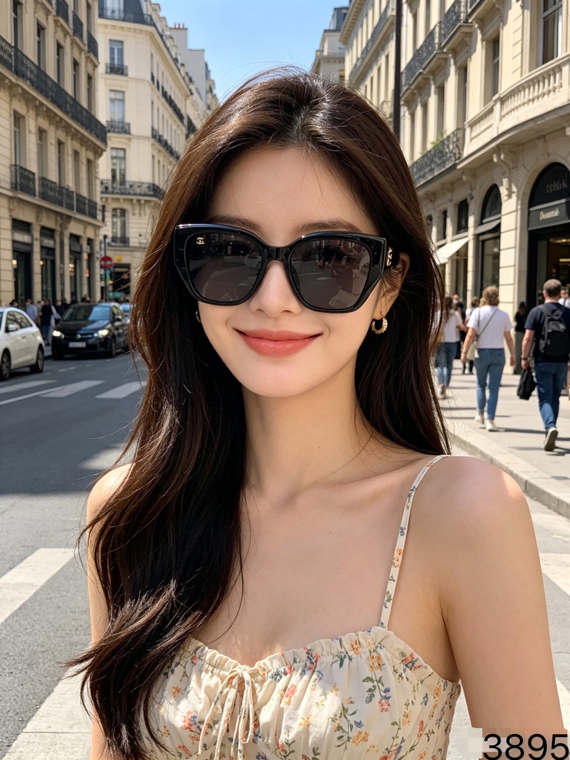 CHANE*新版潮酷墨镜女高级感方框圆脸显脸小夏季旅游街拍防晒太阳镜