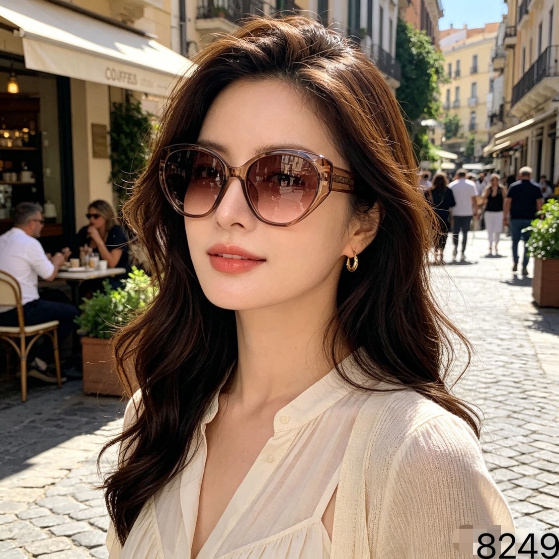 LOUISVUITTO*新款复古猫眼墨镜女小脸高级感小框欧美街拍辣妹太阳眼镜