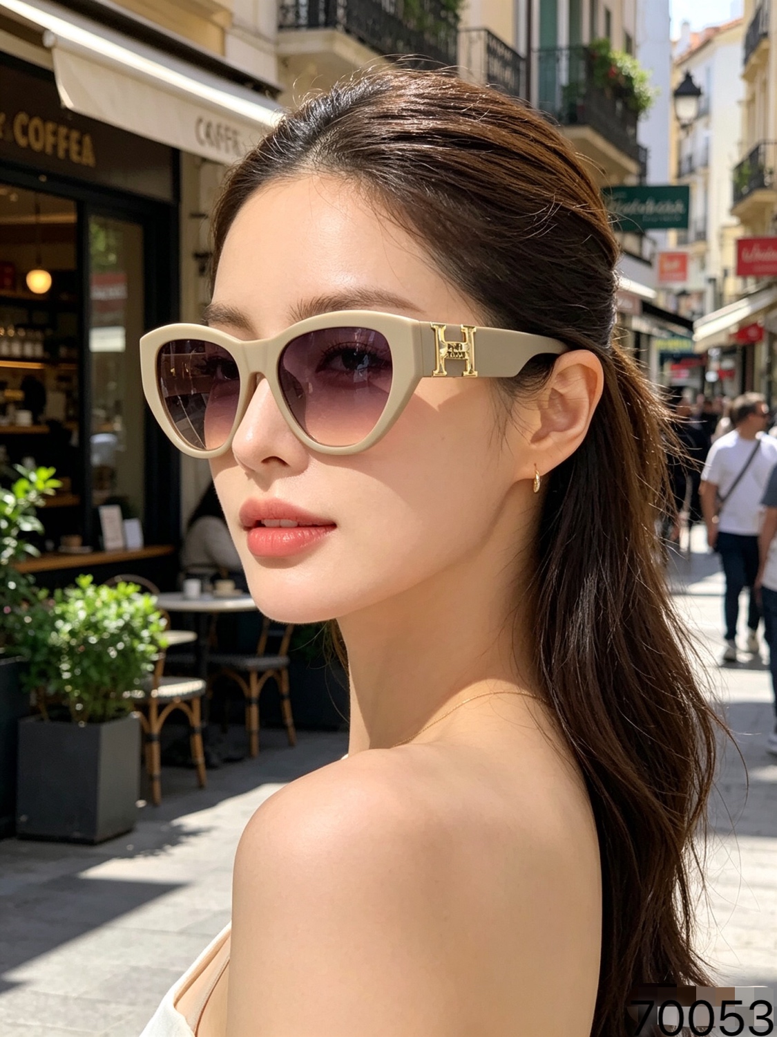 herme*猫眼小脸墨镜女潮网红ins凹造型时尚太阳眼镜防紫外线遮阳
