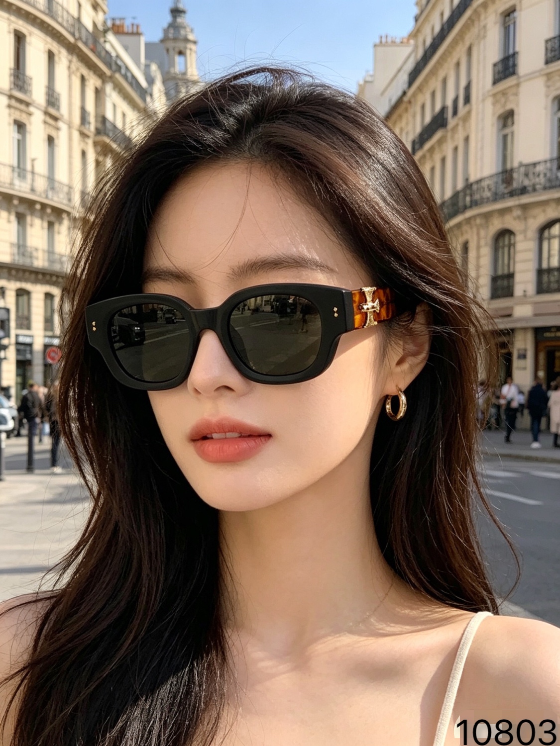 Gucc*欧美双翼椭圆框防晒女款时尚太阳眼镜潮流高级感墨镜凹造型眼镜