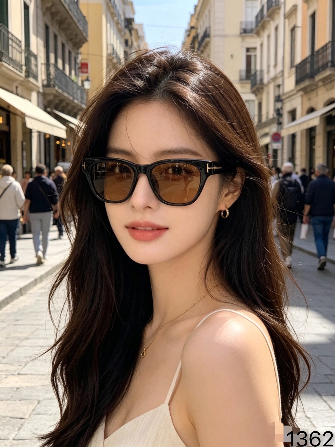 Tom For*新款方形简约街拍帅气黑色墨镜时尚度假气质太阳眼镜防晒小脸男女