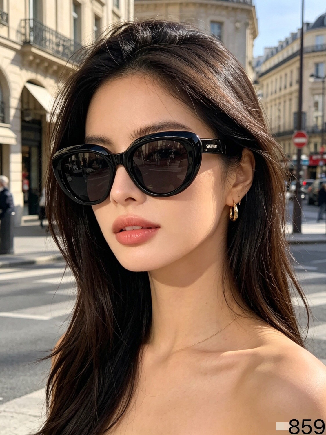 Ysl欧美潮流椭圆墨镜明星同款ins海边度假时尚炫酷蹦迪太阳镜