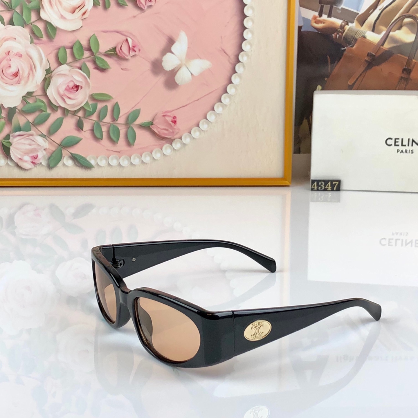 Celin*韩版复古方形墨镜女夏季旅行遮阳网红甜辣显脸小高级感太阳镜