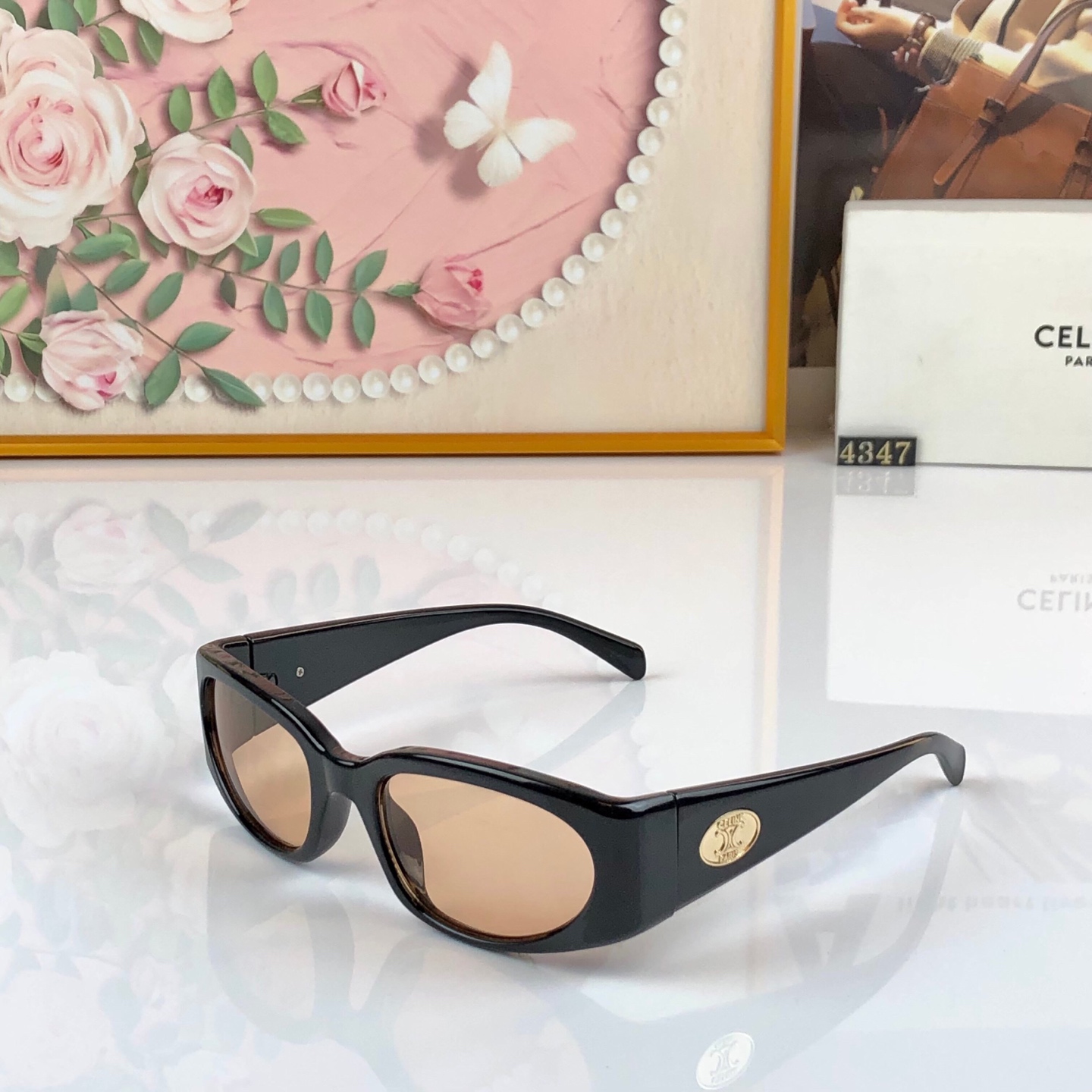Celin*韩版复古方形墨镜女夏季旅行遮阳网红甜辣显脸小高级感太阳镜