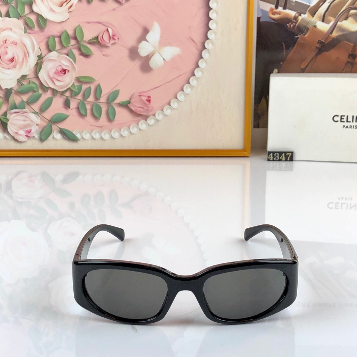 Celin*韩版复古方形墨镜女夏季旅行遮阳网红甜辣显脸小高级感太阳镜