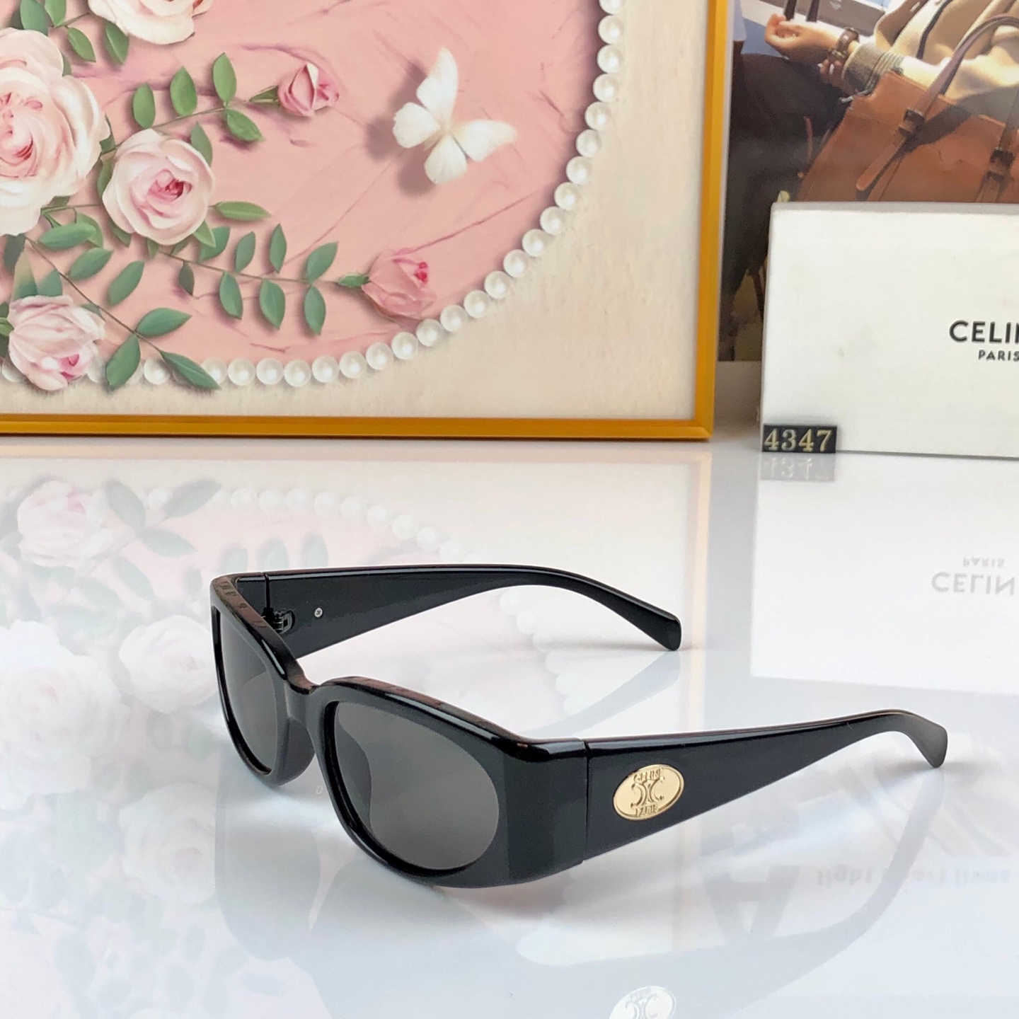 Celin*韩版复古方形墨镜女夏季旅行遮阳网红甜辣显脸小高级感太阳镜